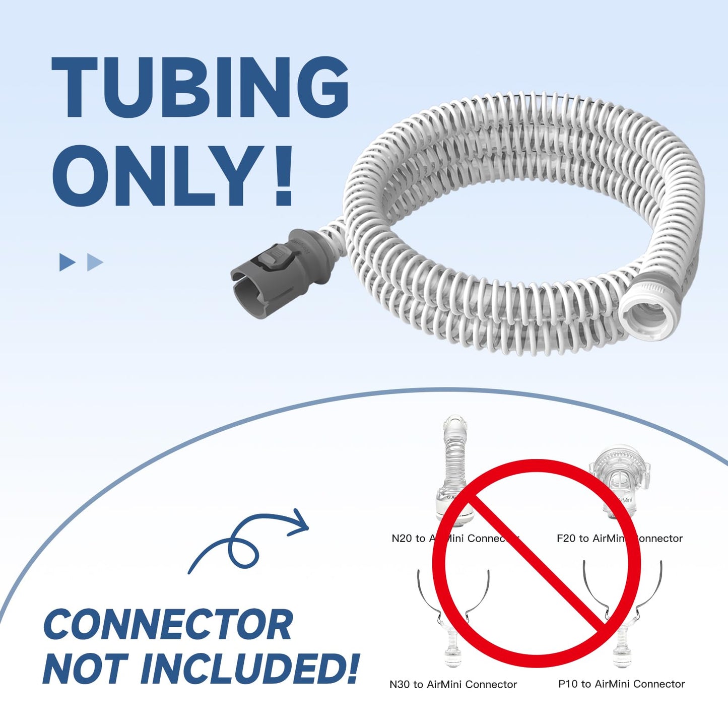 2PCS Replacement Tubing for ResMed AirMini Hose Tube, FSA/HSA Eligible, Compatible with ResMed Airmini CPAP Machine & P10 Nasal Pillows, N20, N30 Nasal Masks, CPAP Supplies