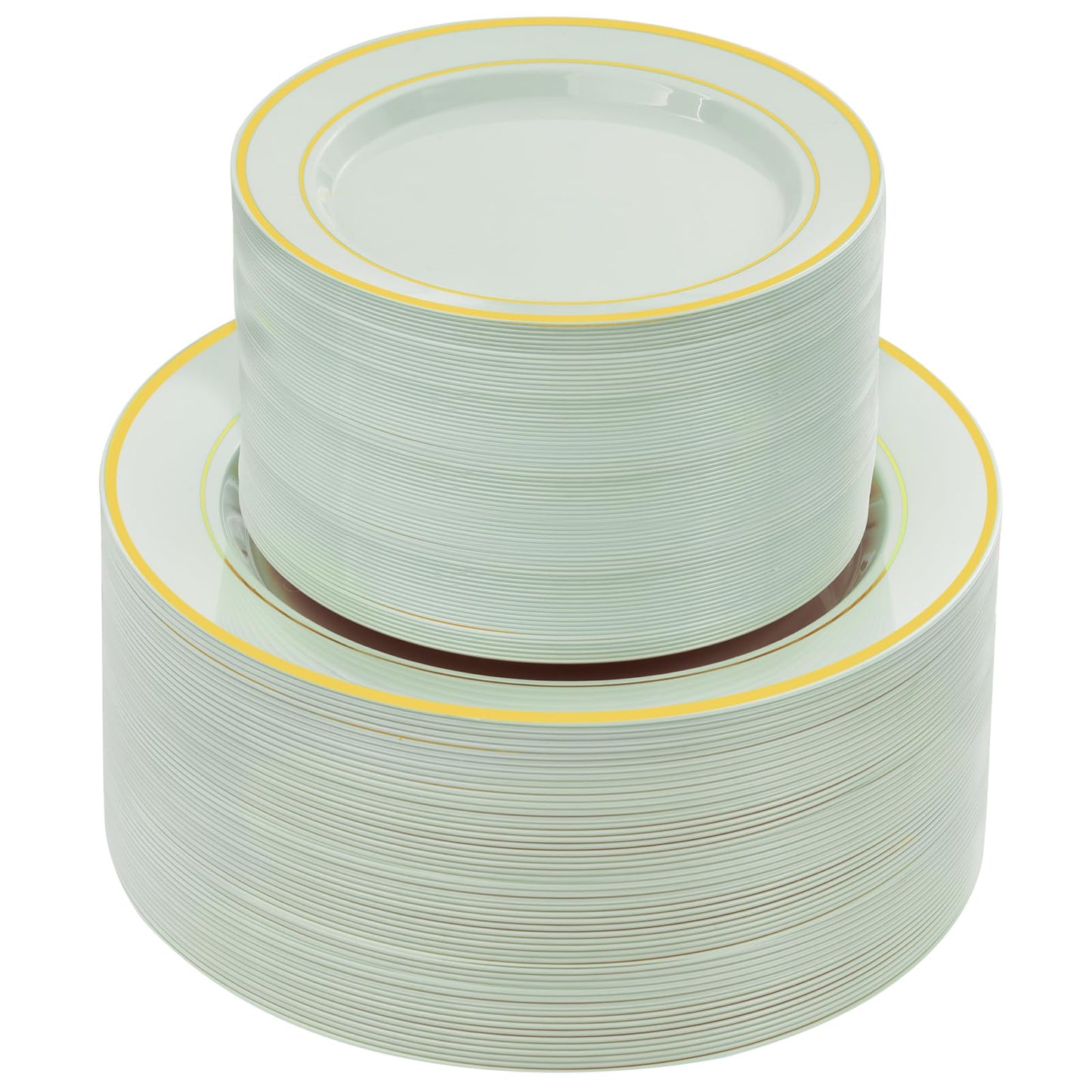NOCCUR 200PCS Sage Green Plastic Plates for 100 Guests - Include 100PCS 10" Dinner/ 100PCS 7" Dessert Plastic Plates Heavy Duty - Ideal for Wedding&Party
