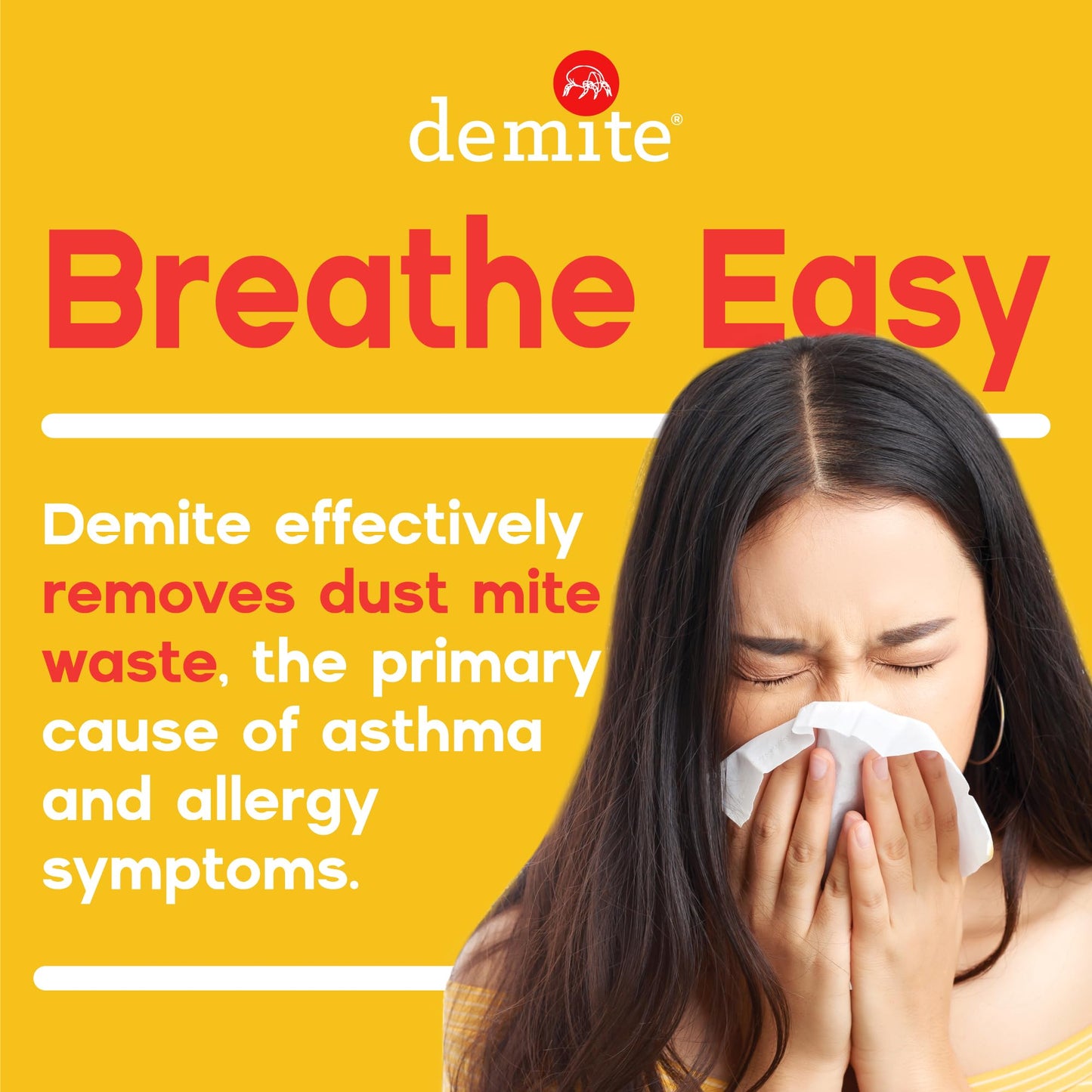 DeMite Laundry Additive - Dust Mite Waste Remover for Allergy Relief, Treatment for Bedding & Clothes, Safe for Children & Pets, Fragrance-Free Gentle Formula, Use with Any Laundry Detergent, 1 Liter