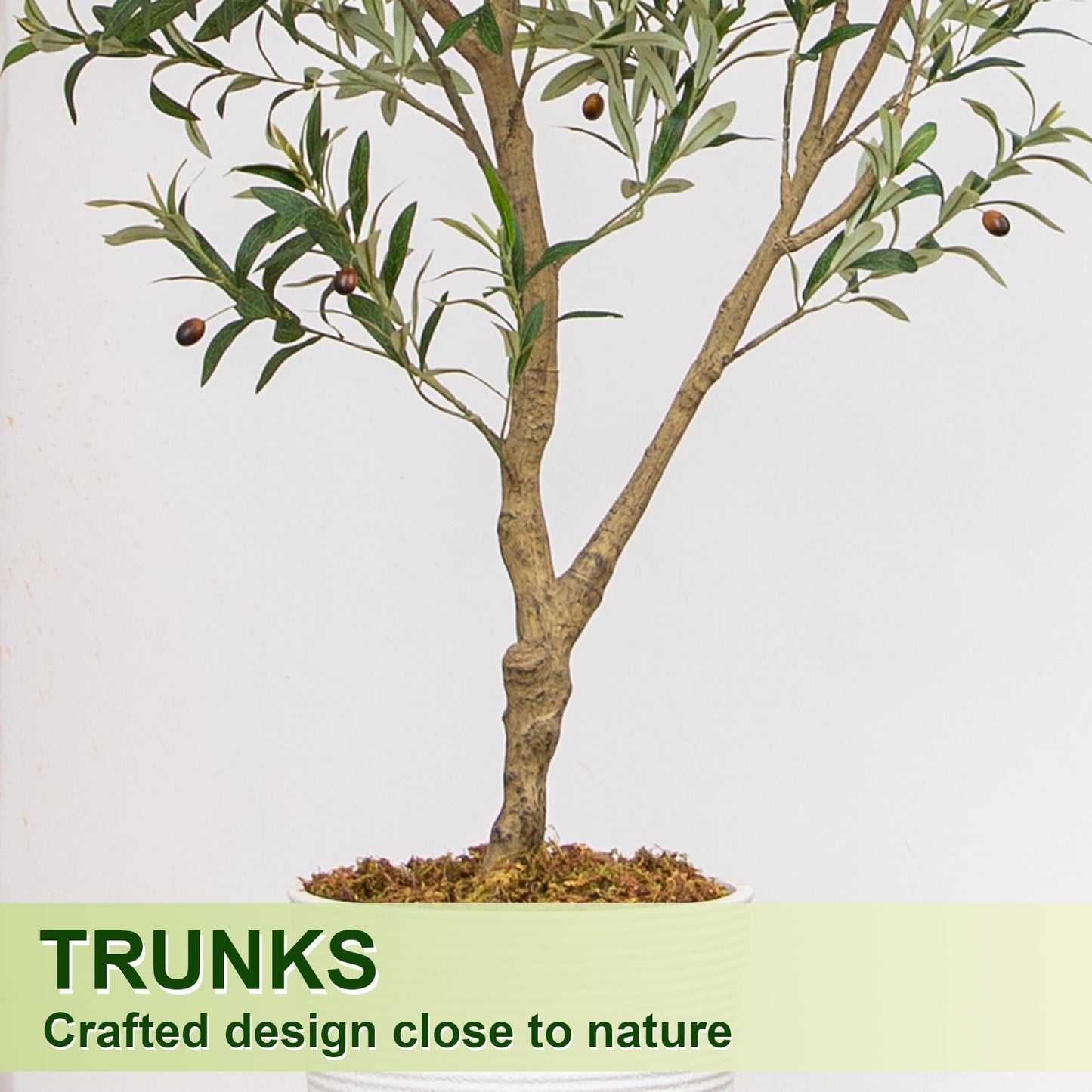 VIVATREES 7FT Olive Tree Artificial Indoor, 84in Tall Faux Olive Tree with Pot, Fake Potted Tree with Fruits for Home Office Decor