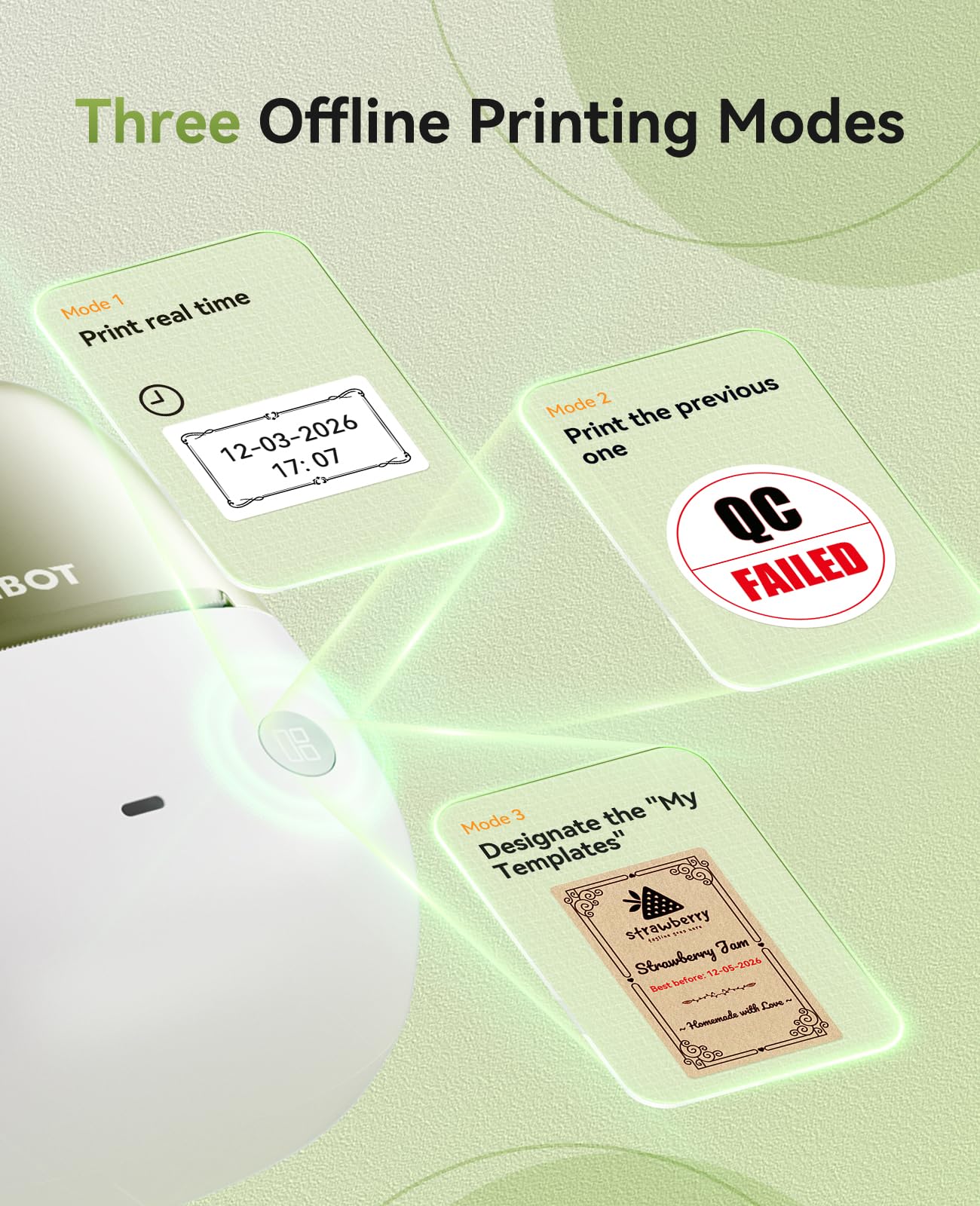 NIIMBOT B2 PRO Label Maker Machine, 300DPI HD Thermal Photo Label Printer, Support Red -Black Dual Color Printing, Sticker Printer for Home, Business and Office, Came with 1 Roll Label,Green