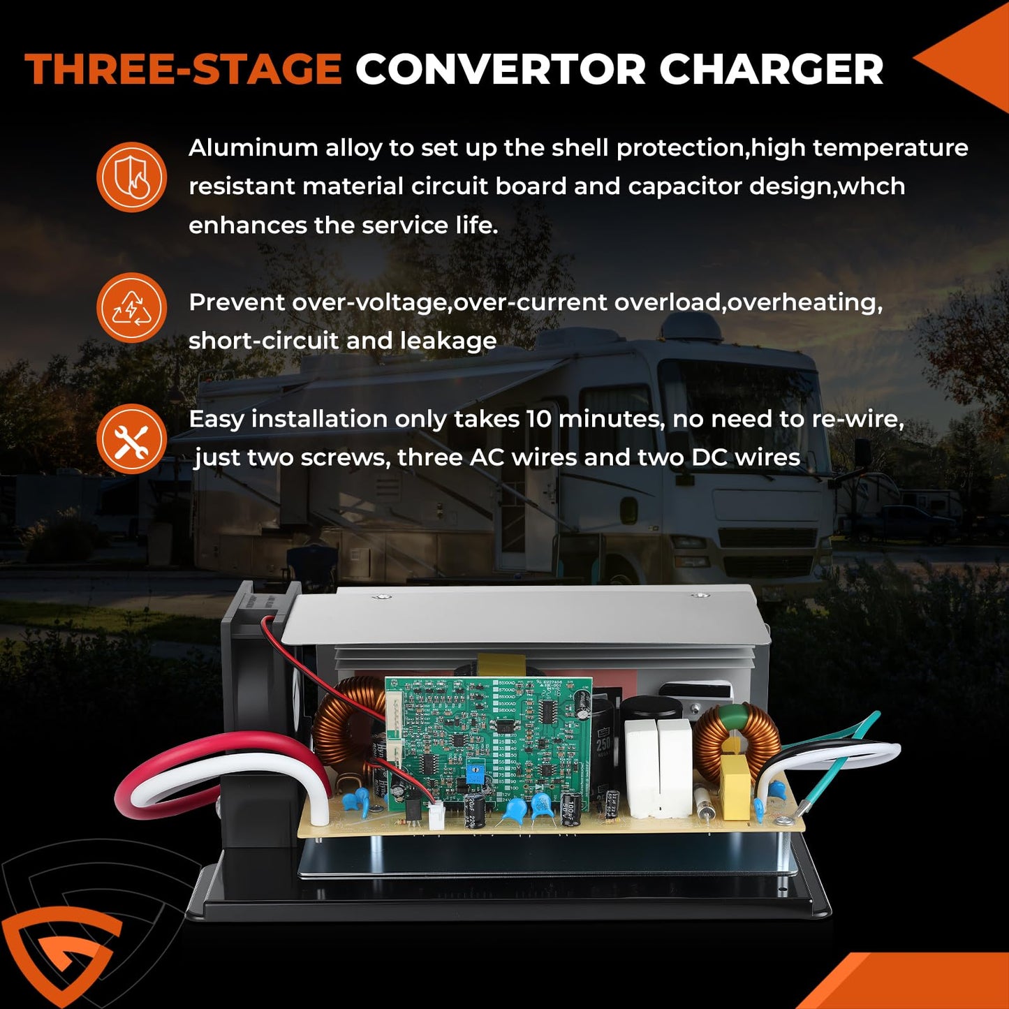 WF-8955-AD-MBA RV Power Converter Main Board Assembly 55 Amp for RV Trailer Camper WF-8955, WF-8900-AD, WF-8955-MBA, WF-8955PEC Series Converters, Fit for Parallax 7155, 7145 Power Center