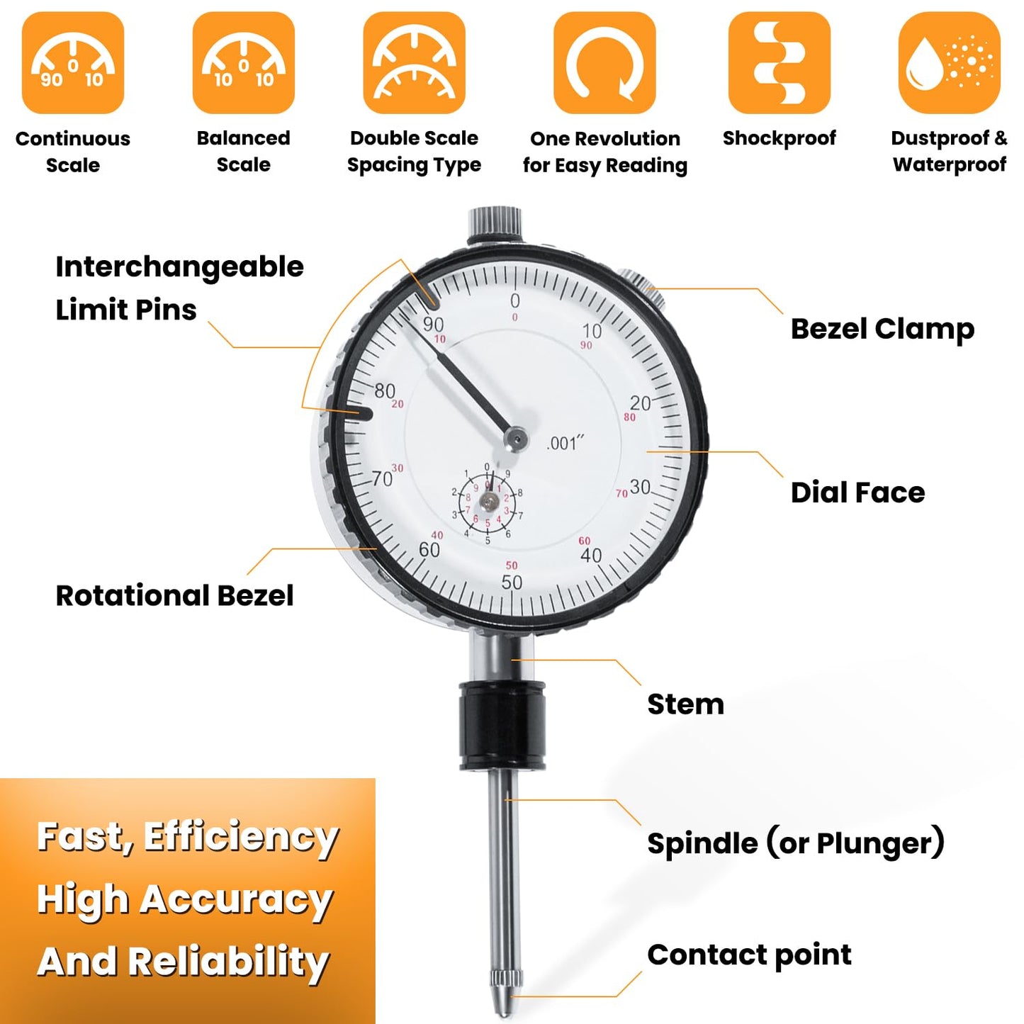 6434 Sleeve Height and Counter Bore Gauge for All Diesel Engines Cylinder Bore Gauge Range 0-1.00", Graduation 0.001", Reading 0-100