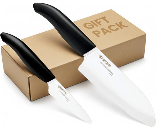 KYOCERA 5.5" & 3" White Blade Black Handle - Gift Box Knife Set