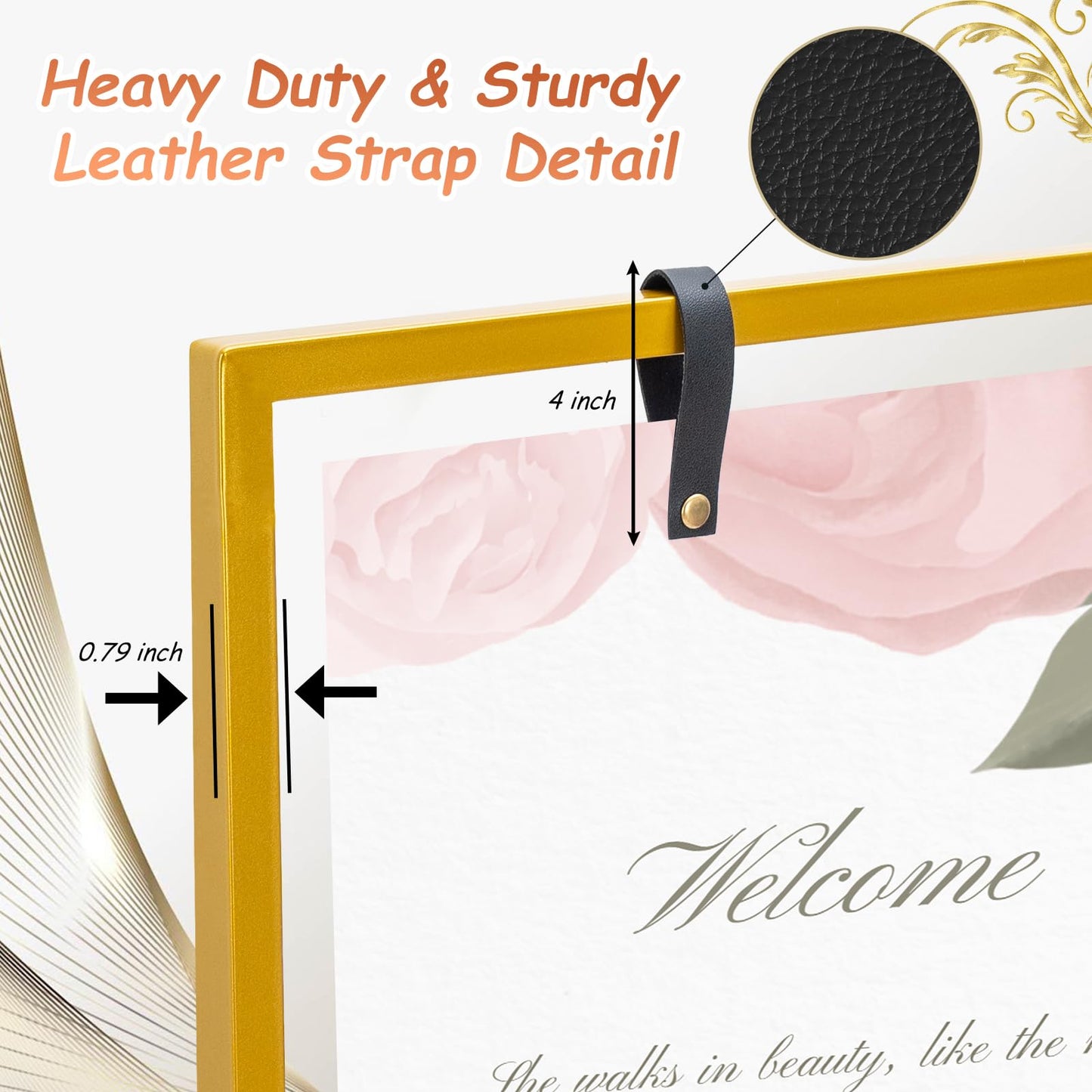 Elegant Wedding Sign Stand & Holder，Golden Heavy Duty Metal Wedding Welcome Sign Stand for Reception，Welcome to Our Wedding Hanging Sign Stand - Perfect for Seating Chart, Posters, and Decor