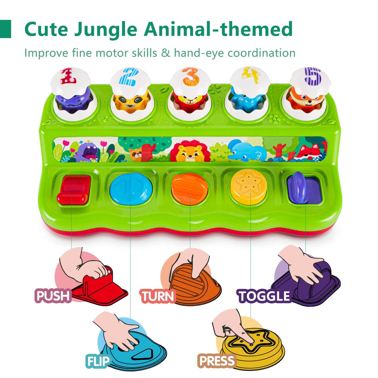 1 Year Old Toys for Boys Girls Birthday Gift, Baby & Toddler Cause and Effect Pop Up Toy With Music and Light, Learning Educational Montessori Toy for 1-3 Year Olds