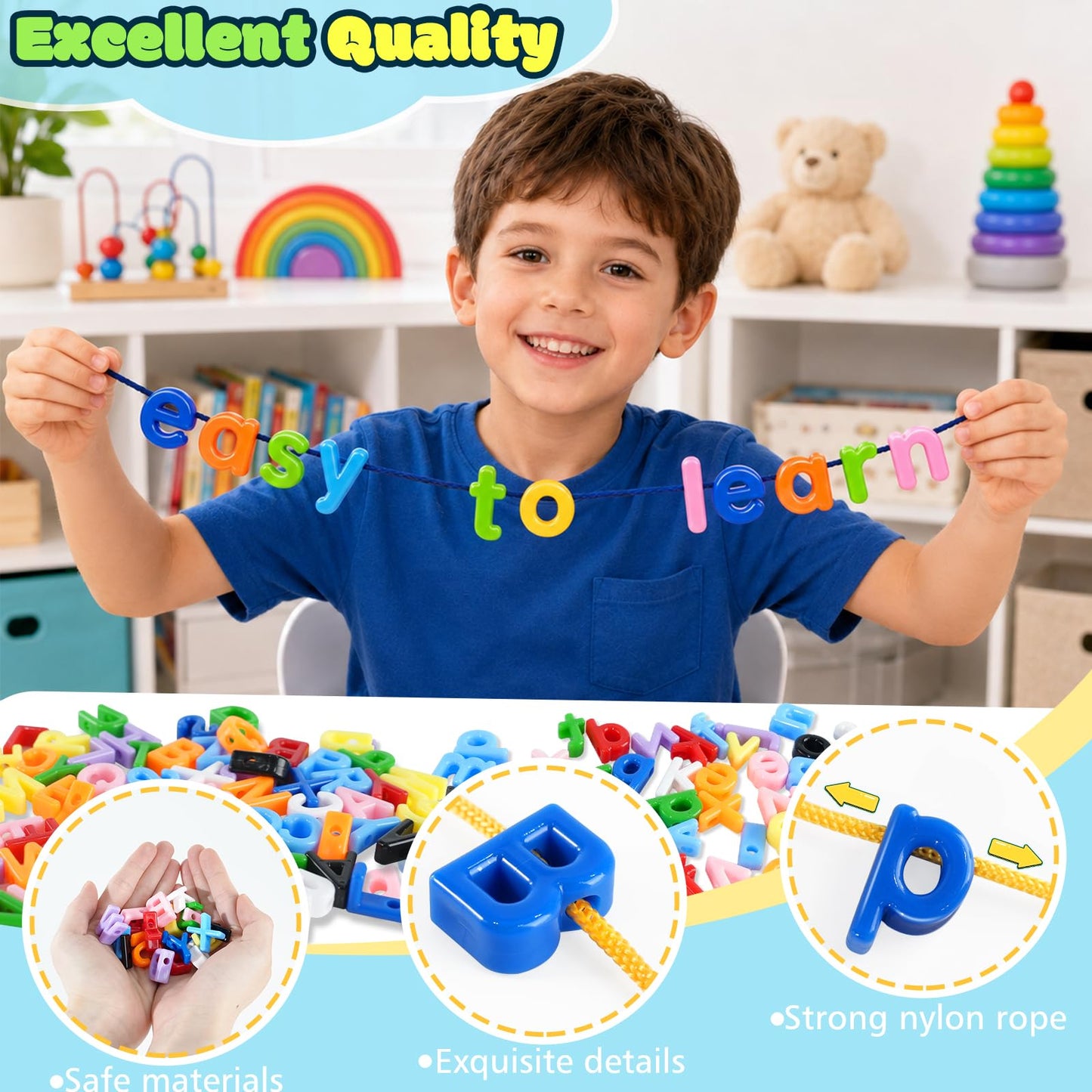 278 Pcs Lacing Letters Alphabet, Lowercase Alphabet Beads