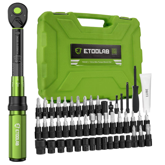 1/4 Torque Wrench, 52Pcs Dual-Range【10-230 in.lb/1-26 Nm】±3% Precision Inch Pound Torque Wrench 1/4 Drive, 72 Tooth Dual-Direction Bike Wrench Set for MTB, E-Bike, Moto Maintenance