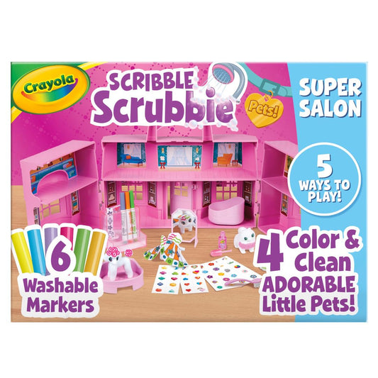 Crayola Scribble Scrubbie Pets Super Salon, Color, Paint & Wash Toy, Gift for Kids, Ages 3, 4, 5, 6