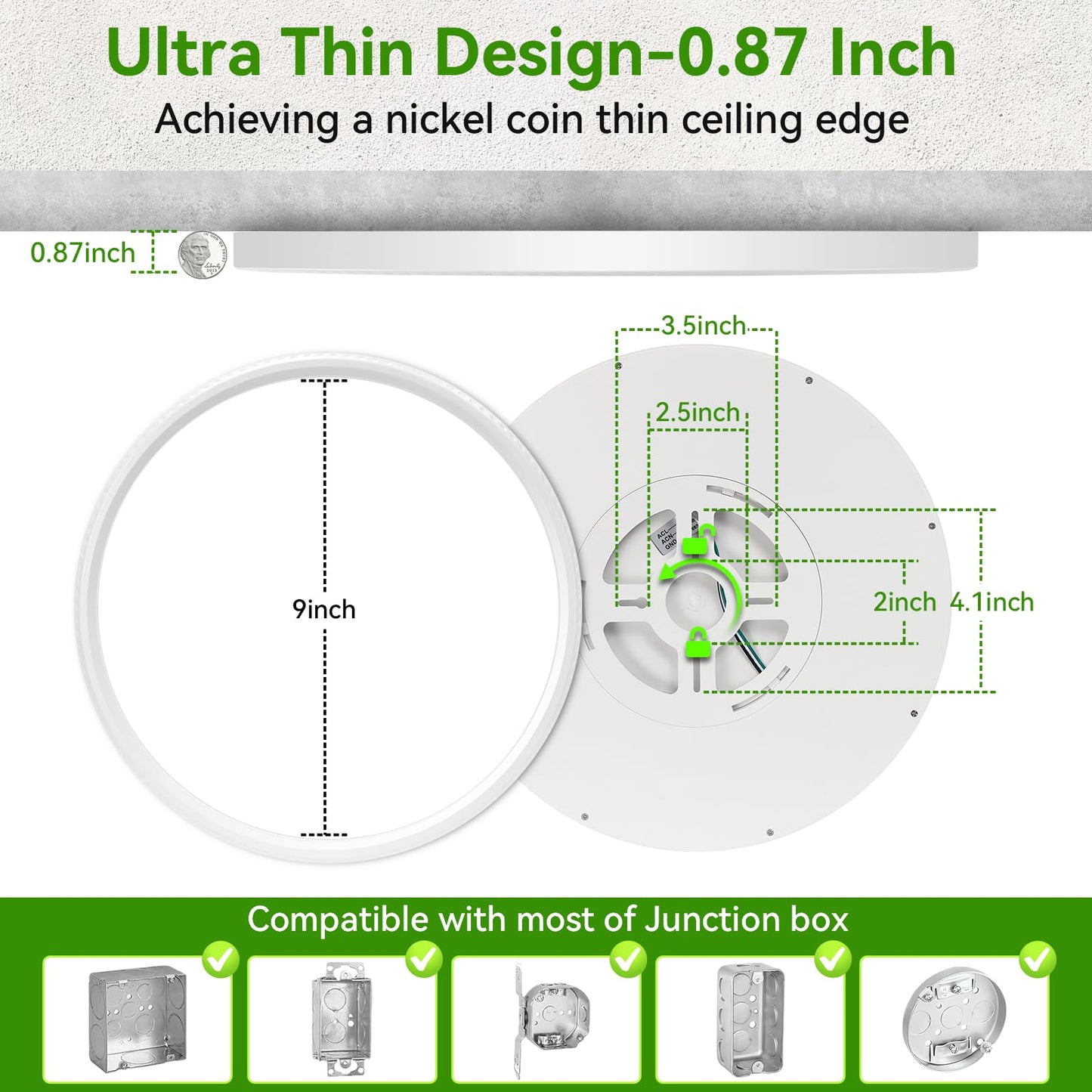 LZHOME LED Ceiling Light, 9 Inch Led Flush Mount Ceiling Light 2800LM 3000K/4500K/6000K 3CCT Dimmable for Kitchen,Bedroom,Living Room(6 Pack, White)…
