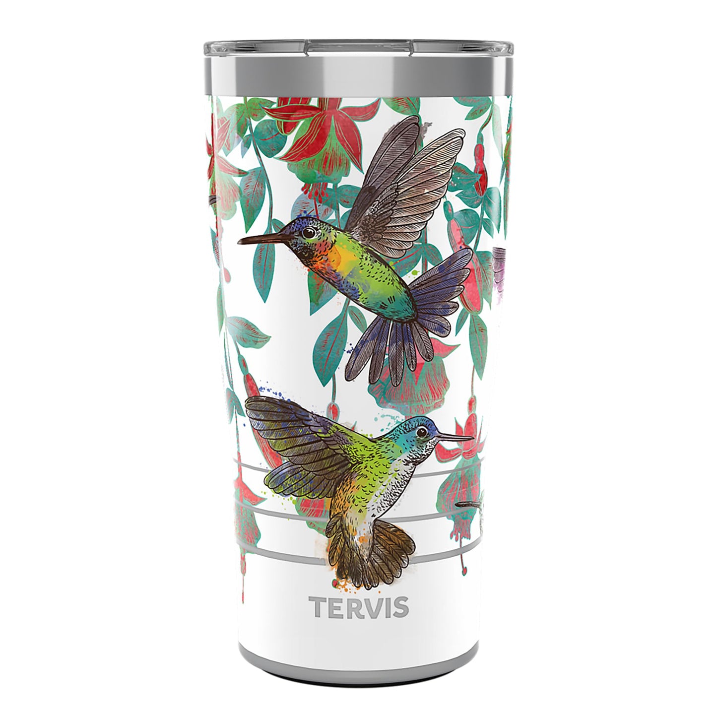 Tervis Traveler Colorful Hummingbirds Triple Walled Insulated Tumbler Travel Cup Keeps Drinks Cold & Hot, 20oz, Stainless Steel