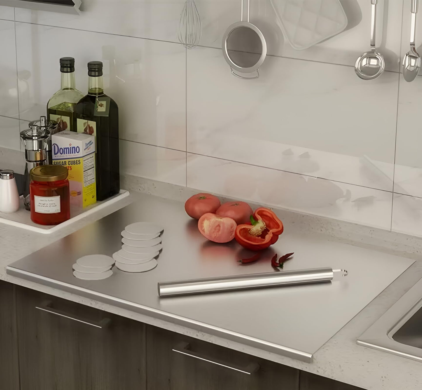 bscsqld Kitchen Stainless Steel Cutting Board (50 x 50cm / 19.7"L x 19.7"W)
