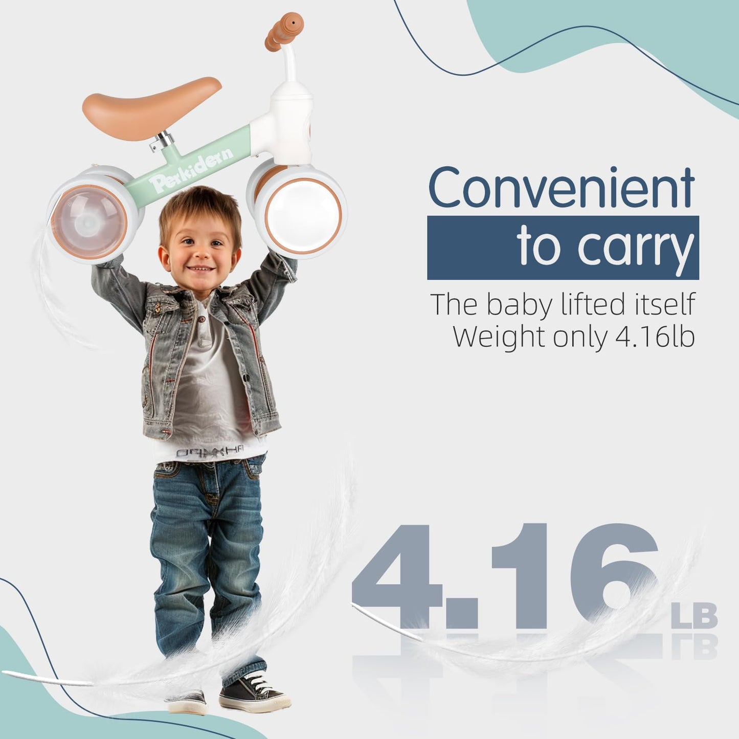 PerKidern Baby Balance Bike for 1-3 Year Old Boys Girls, 12-36 Month Toddler Balance Bike, 4 Wheels Baby Bike Toddler First Birthday Gifts (Colorful Lighting)