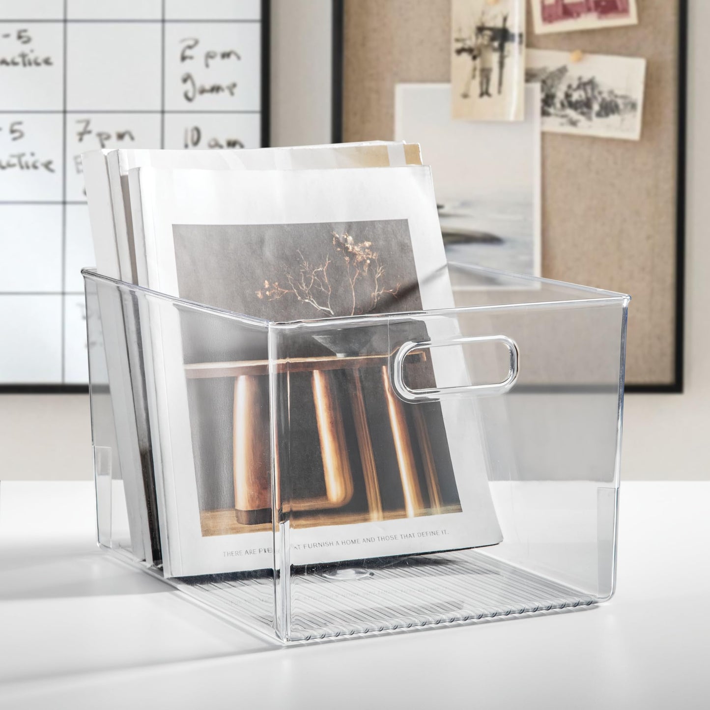 iDesign Storage Bin with Handles for Kitchen, Bathroom, or Home Office, Set of 2, Clear, Made in USA