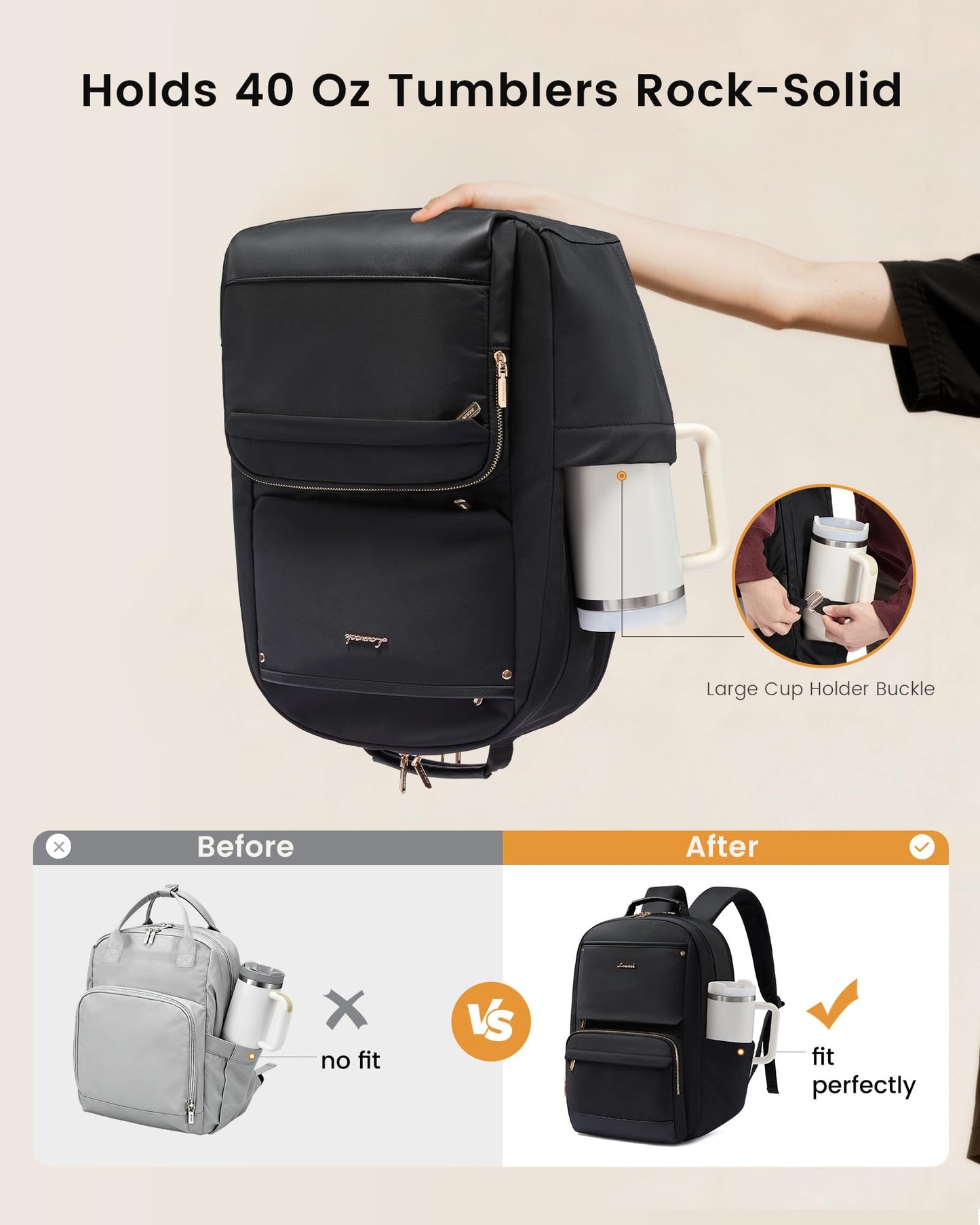 LOVEVOOK Laptop Backpack for Women with Large Capacity Cup Pocket, 17 inch Work Purse Travel Bag for Teacher Nurse, Waterproof Computer Business Back Pack, Cute Bookbag for College, Black