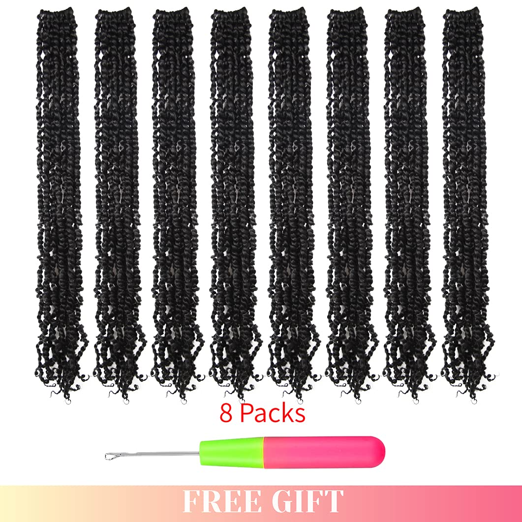 BOHOBABE Long Pre-twisted Passion Twist Crochet Hair 30 Inch Pre-looped Crochet Passion Twist Braiding Hair 8 Packs (1B)