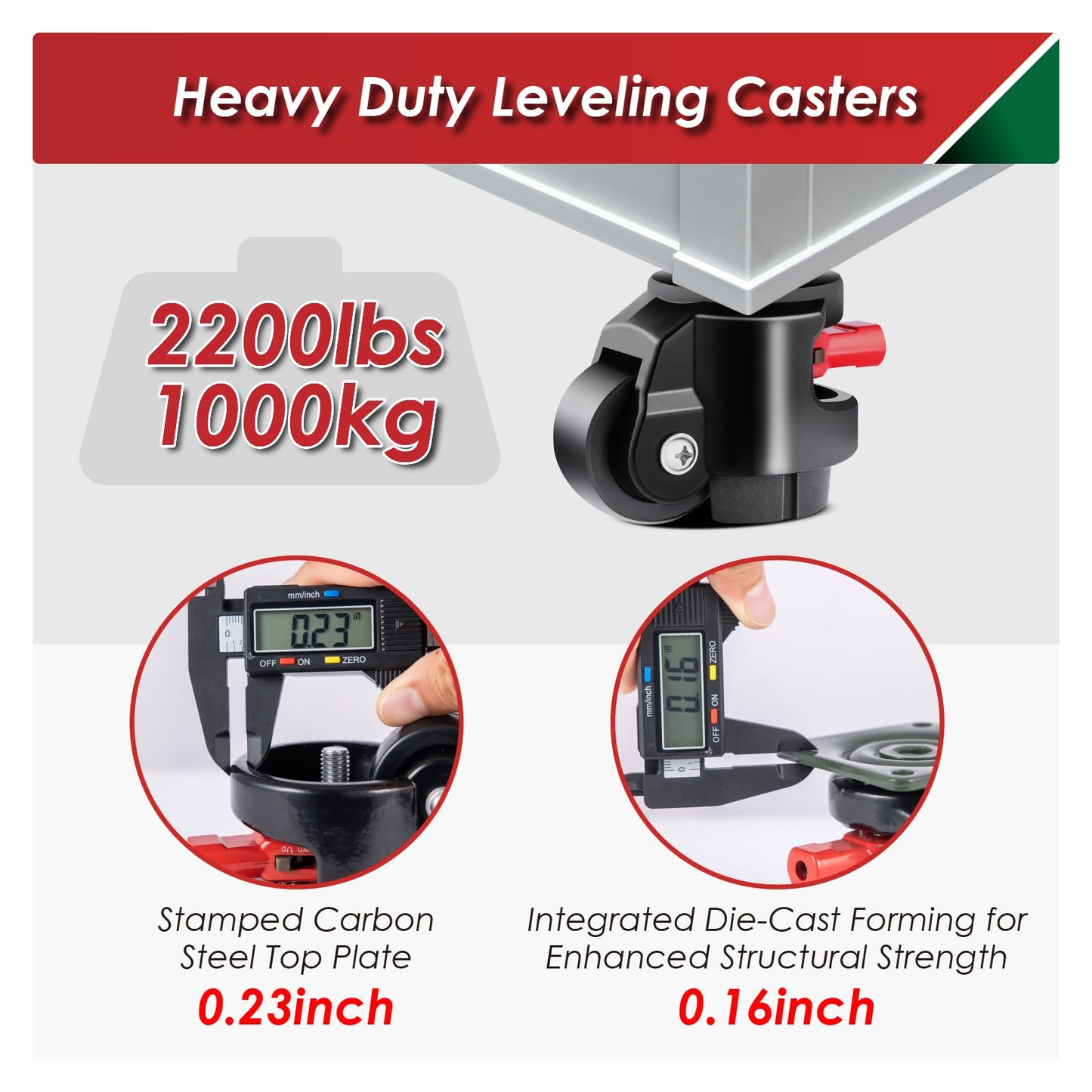 FIZAR 4 Pack Heavy Duty Leveling Casters for Workbench 2200 LBS Capacity, Upgraded Handle Design Retractable Caster Wheels Set,360 Degree Swivel Castors for Machine, Equipment, Shelves (Black)