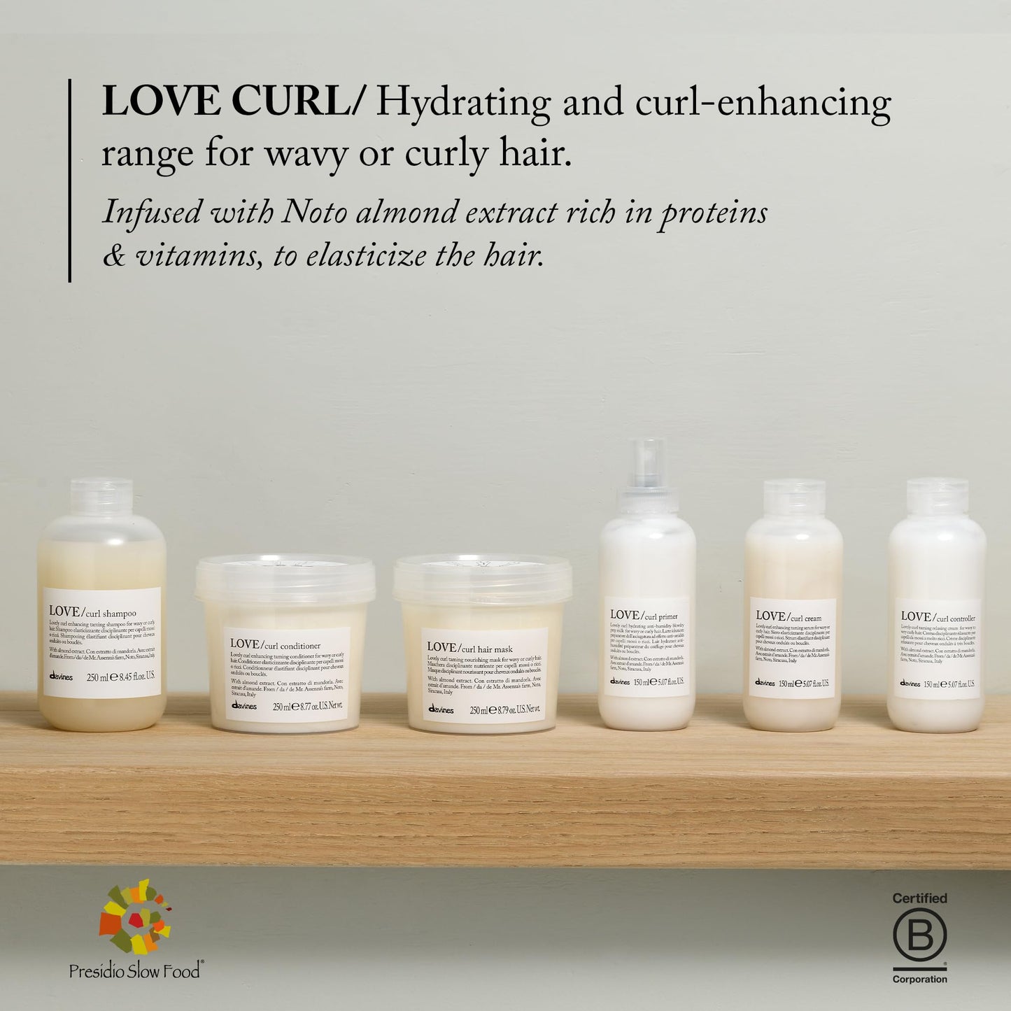 Davines LOVE Curl Conditioner | Curly Hair Conditioner for Hydrating + Elasticizing Curls | Great For Wavy and Curly Hair Types | 8.77 fl oz