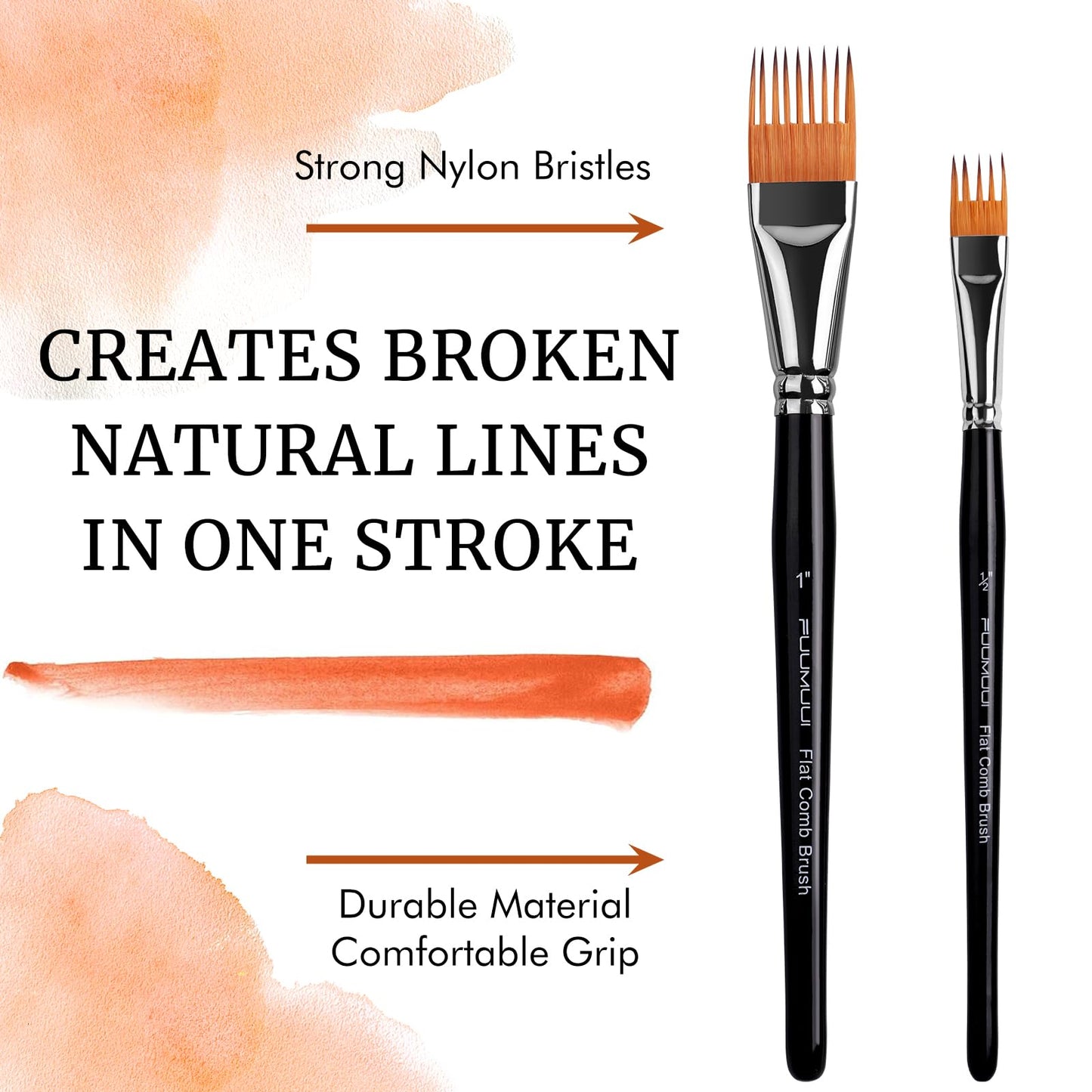 Fuumuui Grainer Brush Set–5pcs Professional Flat Comb Brushes for Unique Texture Painting Perfect for Artists Acrylic, Watercolor and Oil