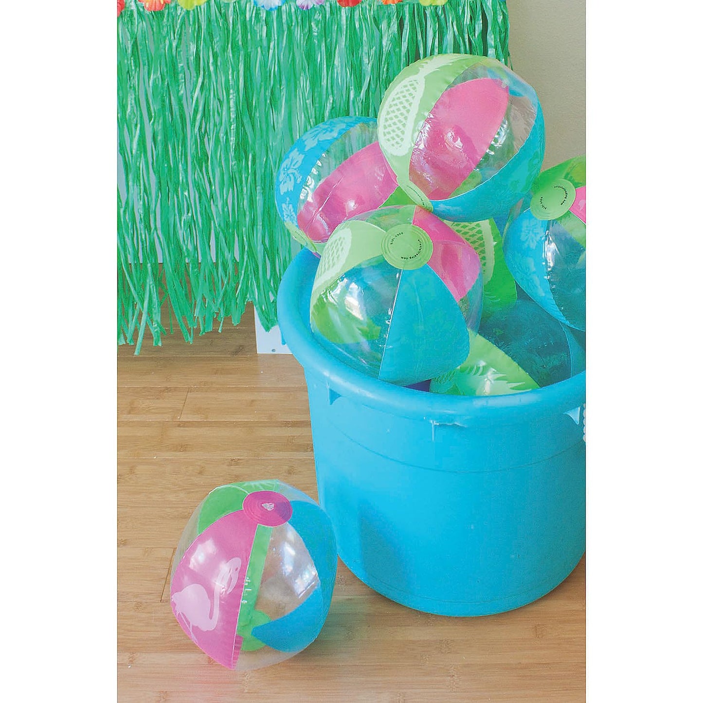Fun Express Pool Toys Beach Balls 12 Pack - Tropical Inflatable Ball Set for Kids Ages 4-8 | Summer Water Toys for Pool Party Games & Beach Party Decorations | Luau Hawaiian Party Favors