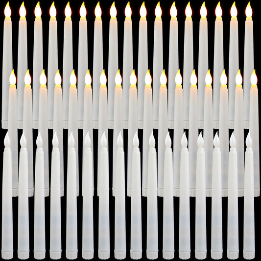 Baquler 50 Pcs 8.5 Inch LED Flameless Taper Candles Bulk Battery Operated Taper Candles Flickering Candlesticks for Wedding Church Valentines Day Table Decoration