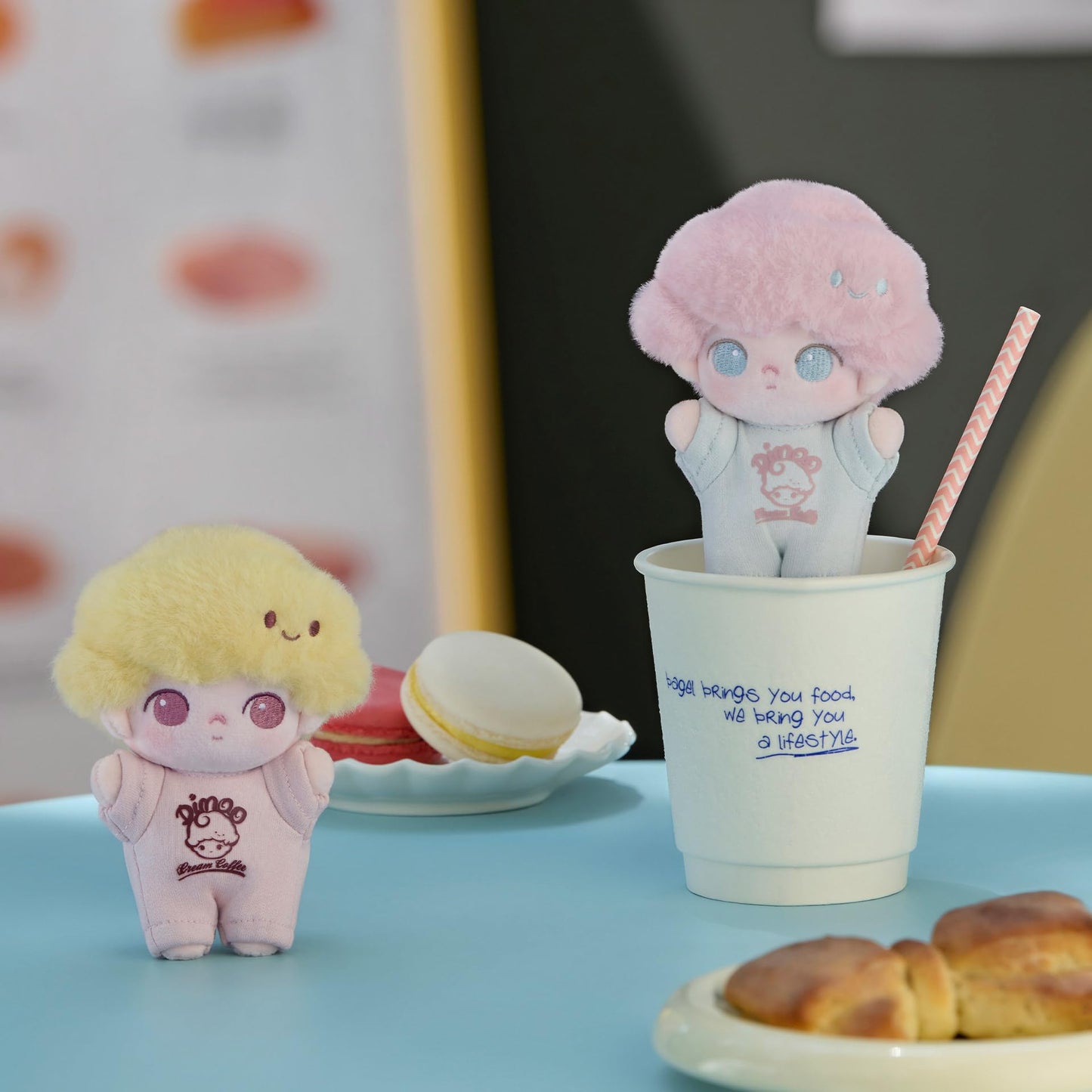 POP MART DIMOO Crush on Coffee Series-Soft-faced Plush Keychain Blind Box, Random Design Action Figures Collectible Toys Home Decorations, Single Box