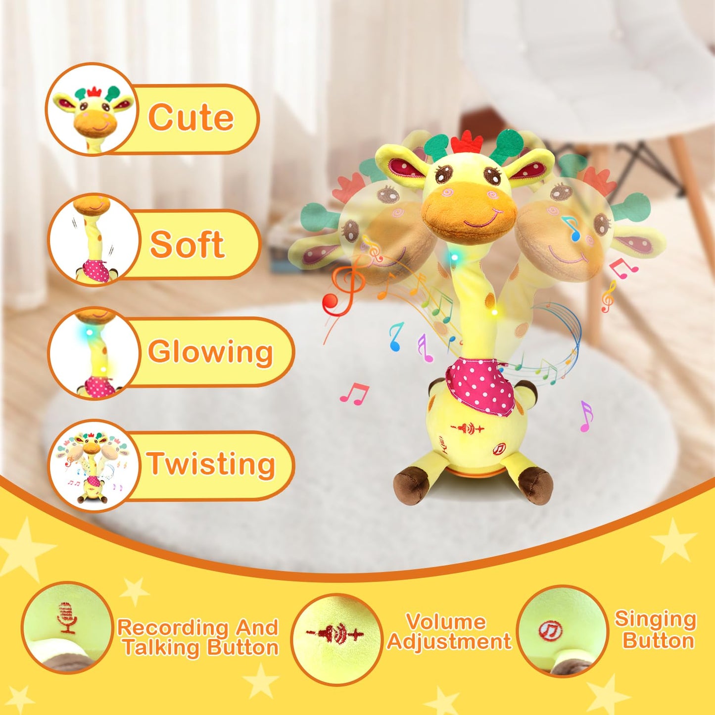 Hunfur Recording Talking Giraffe Plush Toy