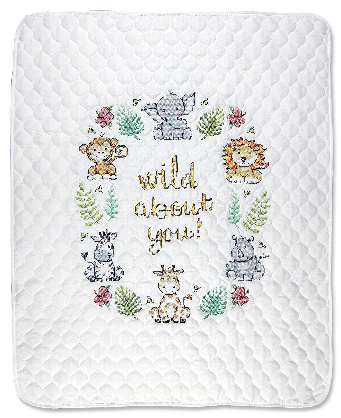 Design Works Crafts Janlynn Stamped for Cross Stitch Baby Quilt Kit, in The Jungle