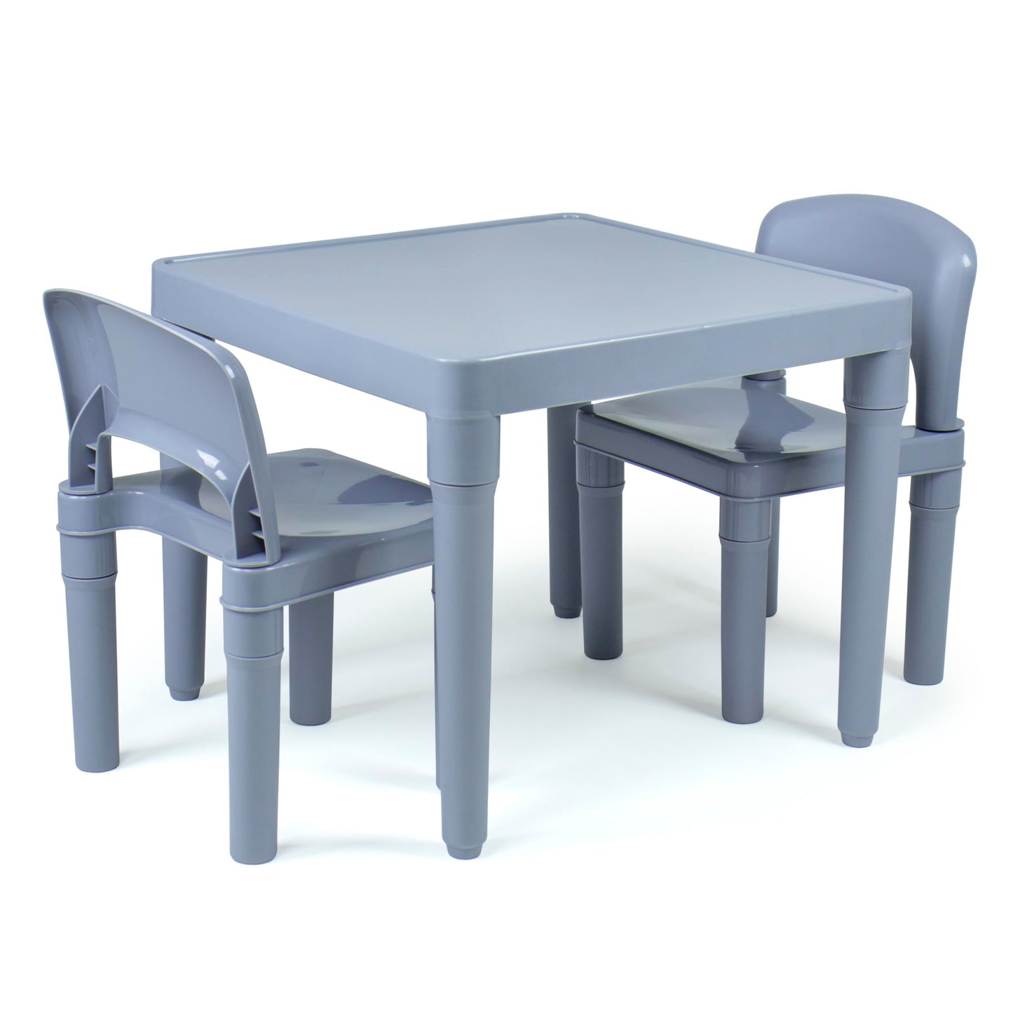 Humble Crew Kids Plastic Table and Chair Set, Toddler Activity Table with 2 Chairs, Lightweight Easy-Clean Kids Desk for Play, Snacks & Crafts, Indoor Outdoor Playroom Furniture, Grey/Grey