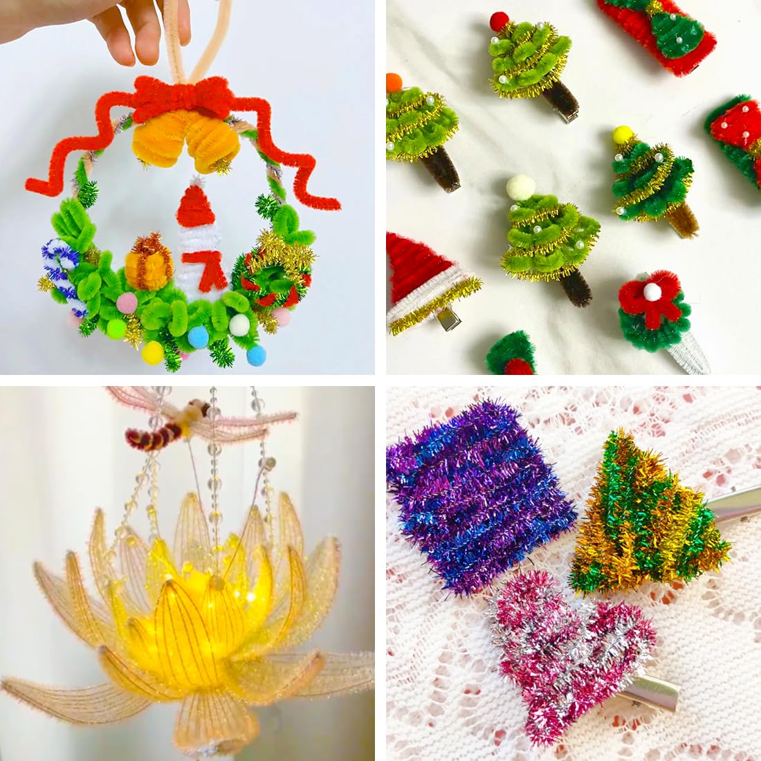 Eppingwin 1000pcs Pipe Cleaners, Glitter Pipe Cleaners Craft Supplies, 10 Colors Chenille Stems for DIY Arts Crafts Project