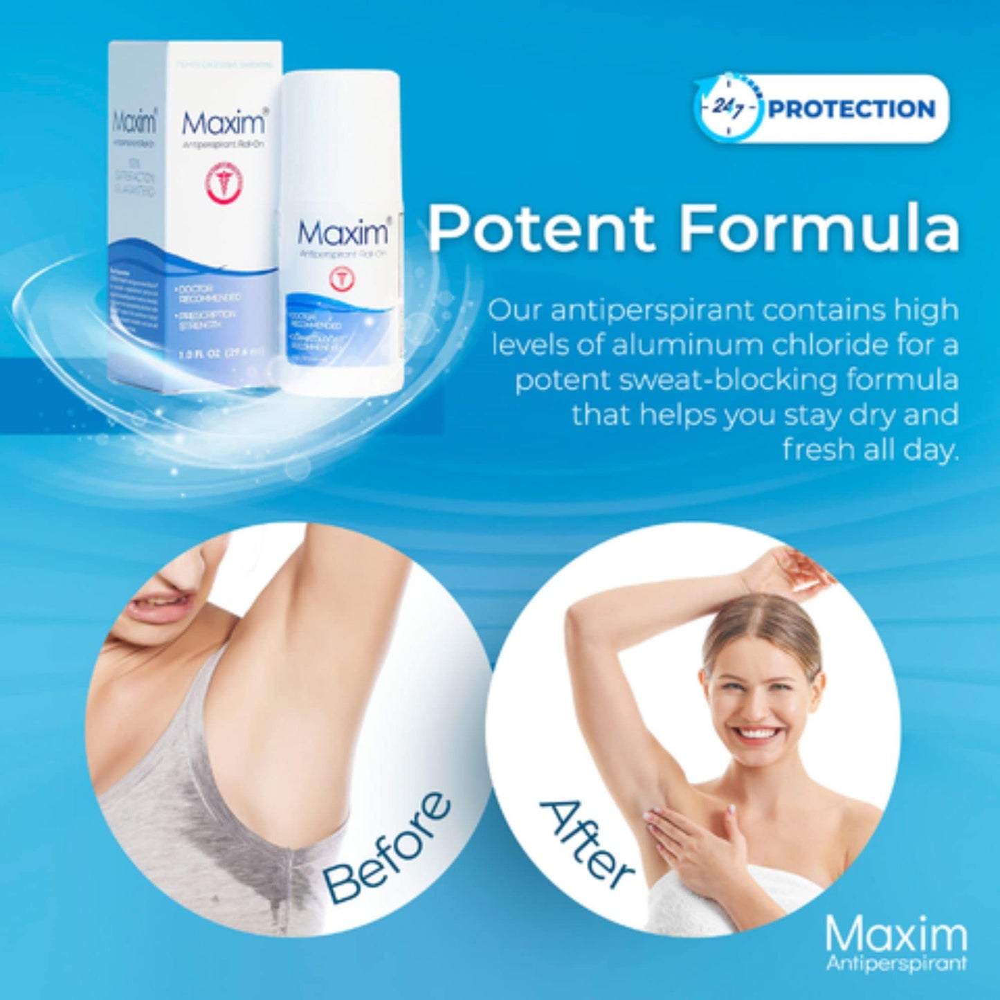 Maxim Clinical Strength Antiperspirant Deodorant for Women & Men, Anti-Sweat Deodorant, Prevent Sweat Armpits, Underarm Sweat Block Treatment, Protection to Keep Dry & Odor Free (4 Pack)