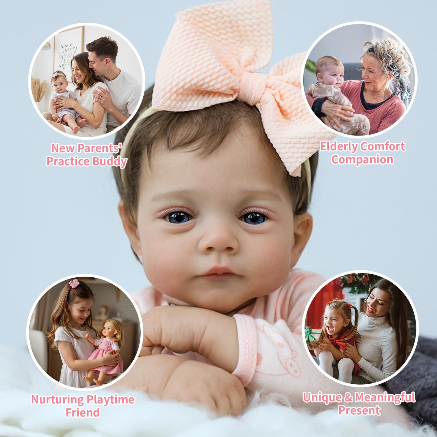 SCOM Realistic Reborn Baby Dolls - 18 Inch Lifelike Newborn Baby Dolls Adorable Girl, Real Life Baby Doll with Accessories, Soft Baby Doll Reborn Gift for 3+ Yrs Kids, Birthday, Christmas, Education