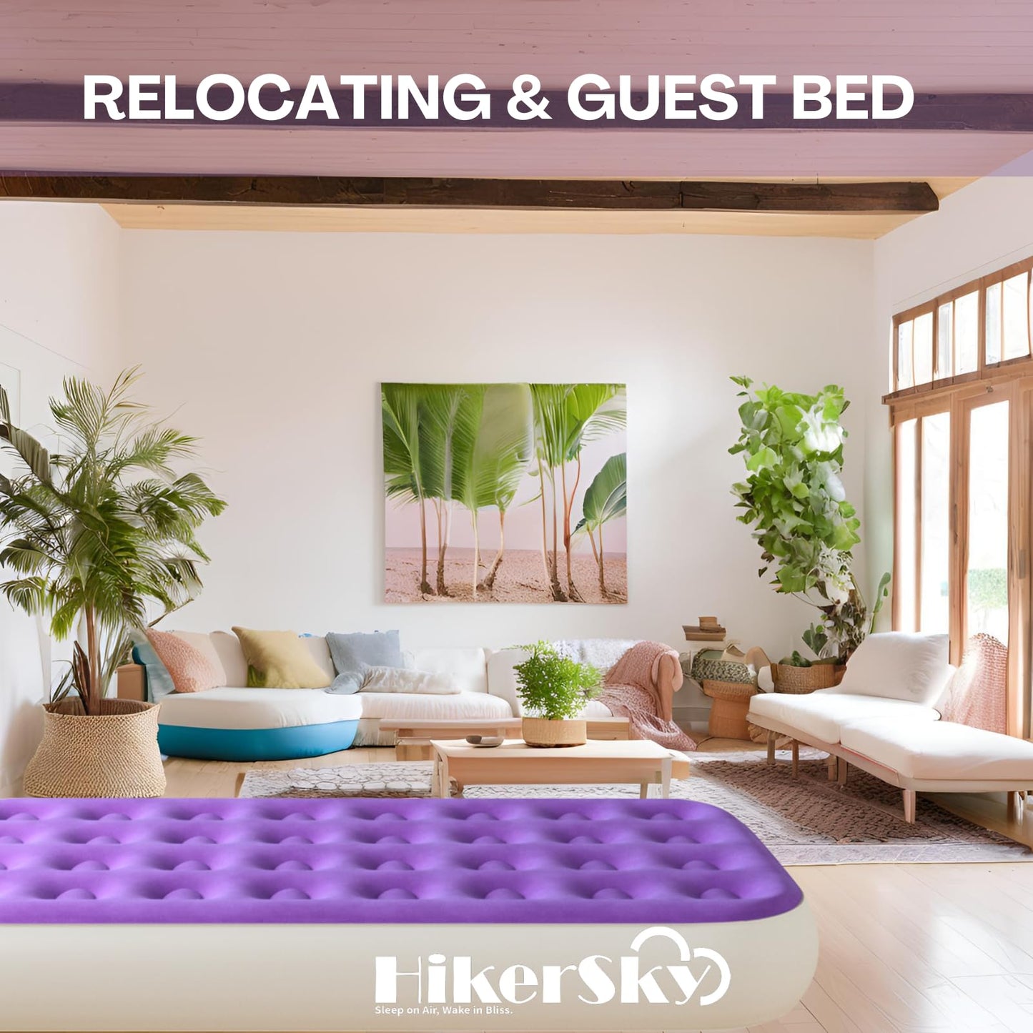HikerSKY Twin Air Mattress with Built in Pump,10" Blow up Air Bed, 2 Mins Quick Self-Inflation/Deflation, Foldable Inflatable Mattress for Home/Travel, 10'' Twin Purple