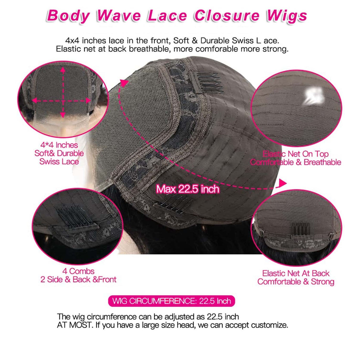 VTAOZI Body Wave Lace Front Wigs Human Hair Pre Plucked for Black Women 4x4 Lace Closure Wigs Human Hair 180% Density Brazilian Glueless Wigs Human Hair 18 Inch