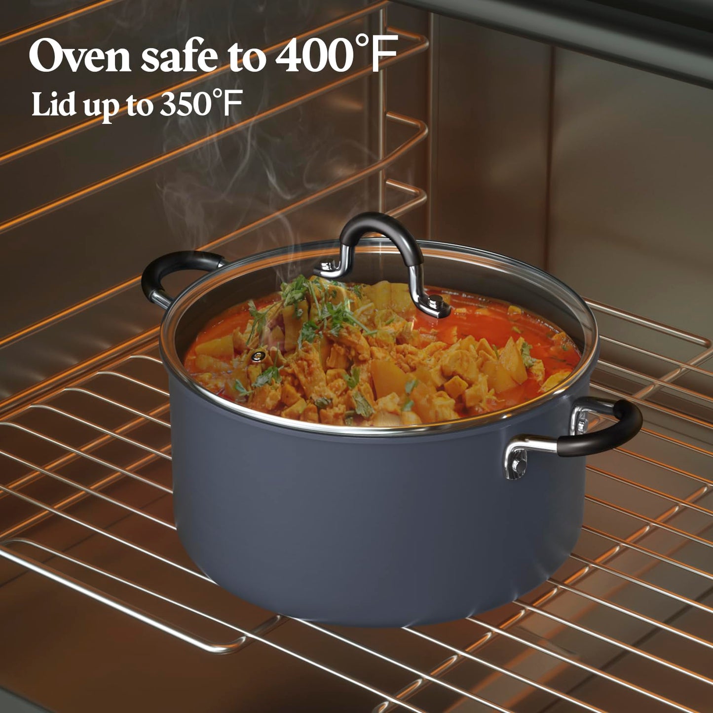 Cook N Home Professional 10 Quart Nonstick Stock Pot, Soup pot with Lid, Hard Anodized Soup Pot with Stay-Cool Handles, Cooking Pot for Seafood Boil, Crab, Pasta, Oven Safe, Black