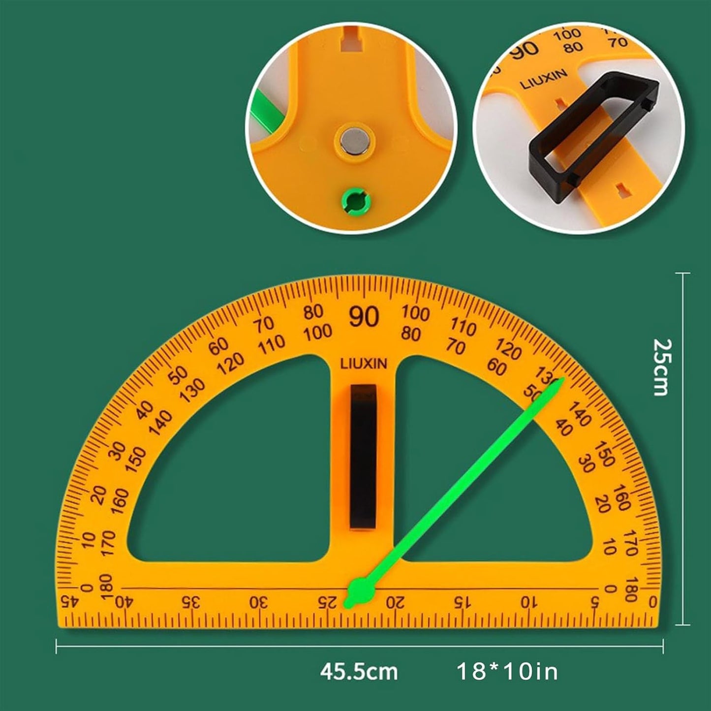 Math Ruler Magnetic Classroom Math Geometry Tool Set Enhances Classroom Learning, Easily Mounts to Blackboard Protractor Measuring Ruler Triangle Ruler (5pc)