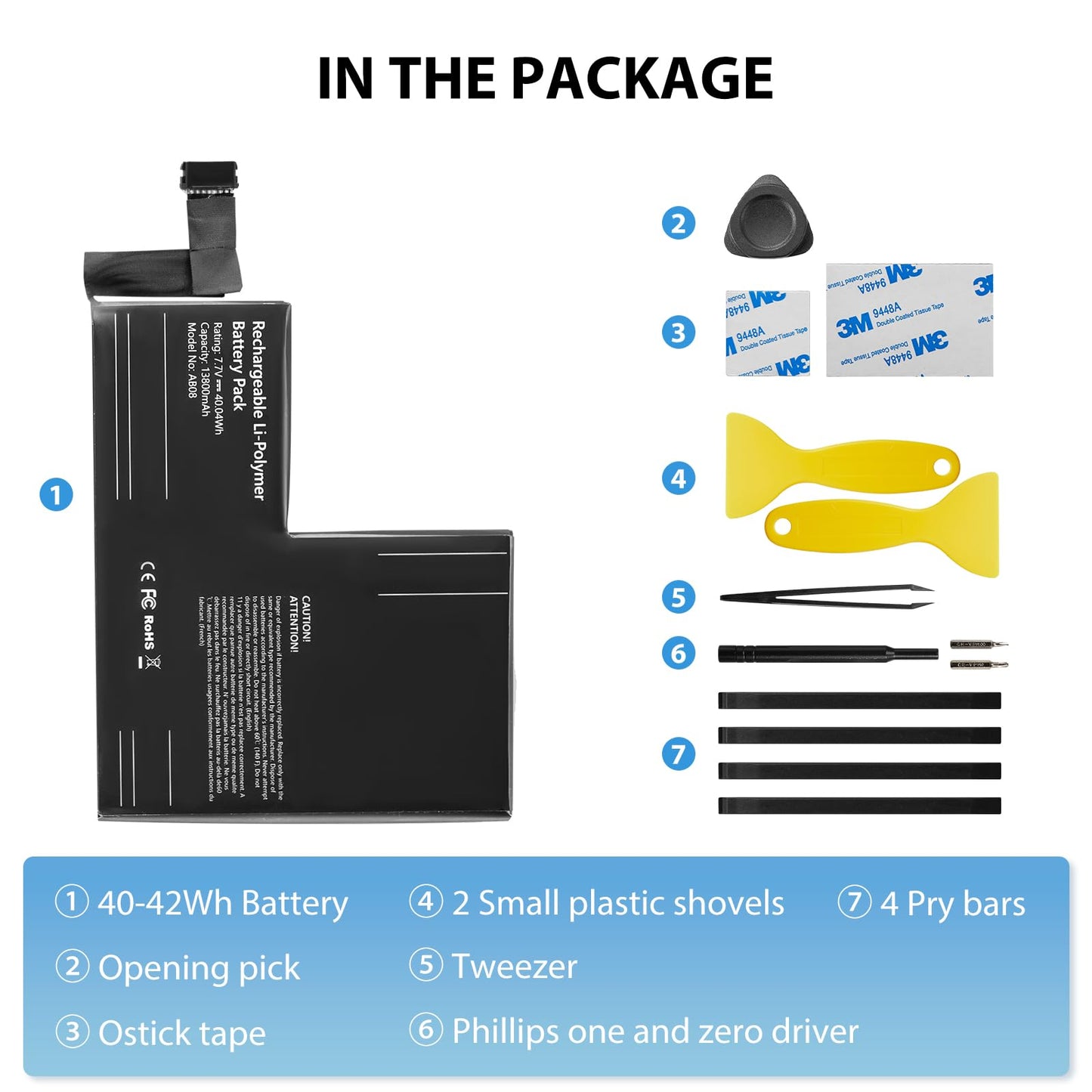 SiWiQU Battery Pack Replacement Compatible with Steam Deck Console, 42Wh High Capacity Internal Battery for Steam Deck Accessories, with Installation Tools Kit [7.7V 5313mAh*2+1400mAh*2 ]