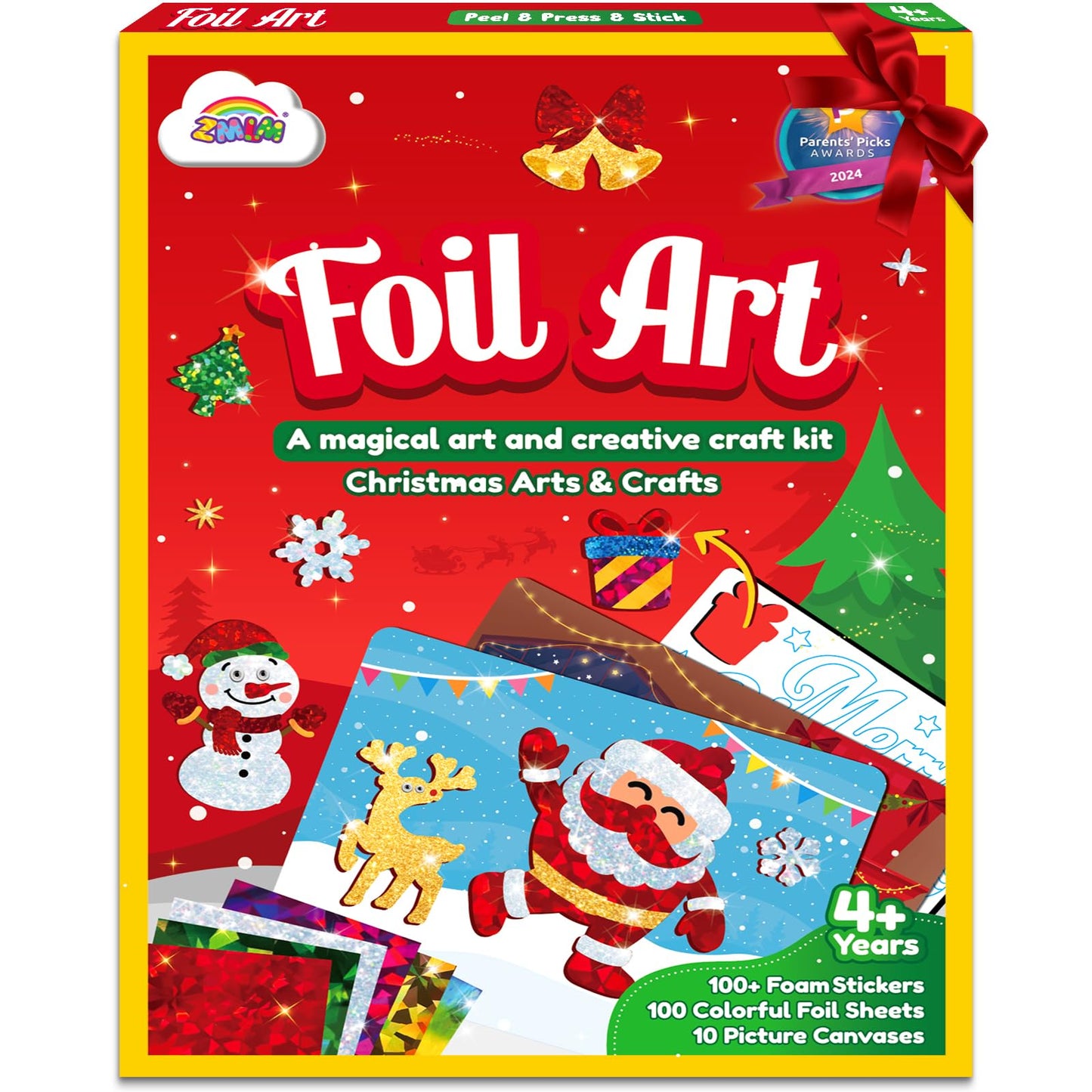 ZMLM Arts Crafts Gifts for Kids: Foil Art for 4 5 6 7 8 9 10 Year Old Girls and Boys - Foil Arts & Crafts Gifts for Kids - Little Children's Fun Birthday Activities Kits Travel Toys(Christmas)