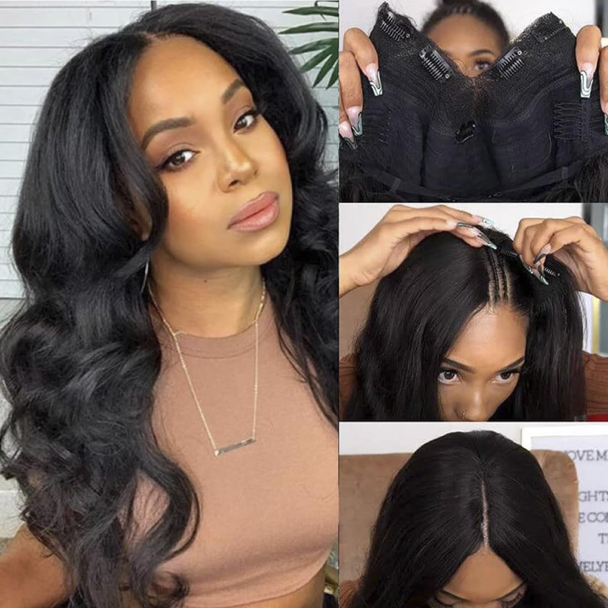 PRIMELACE V Part Wig Human Hair Body Wave 24inch 180% Density Upgrade UPart Human Hair Wig Brazilian Body Wave V Part No Leave Out Glueless Clip In