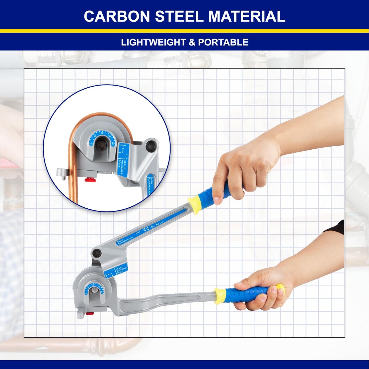 Wostore Tubing Bender 3 in 1 Tube Bender 180° For Tubing 1/4",3/8", 1/2", Bending Copper, Aluminium, Soft Thin Stainless Tubes For HVAC
