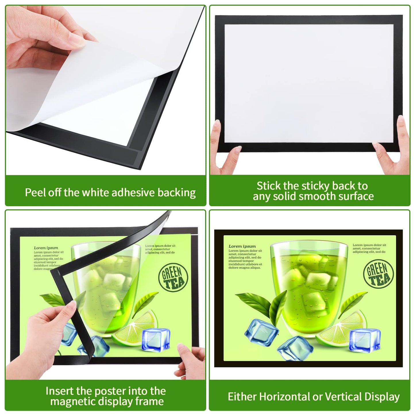 32 Pieces 8 x 11.5 Inch Magnetic Sign Holder Magnetic Display Frame Self Adhesive Display Frame Magnetic Double Sided Picture Frames A4 Notice Window Sign Holder for Refrigerator Office Door Glass