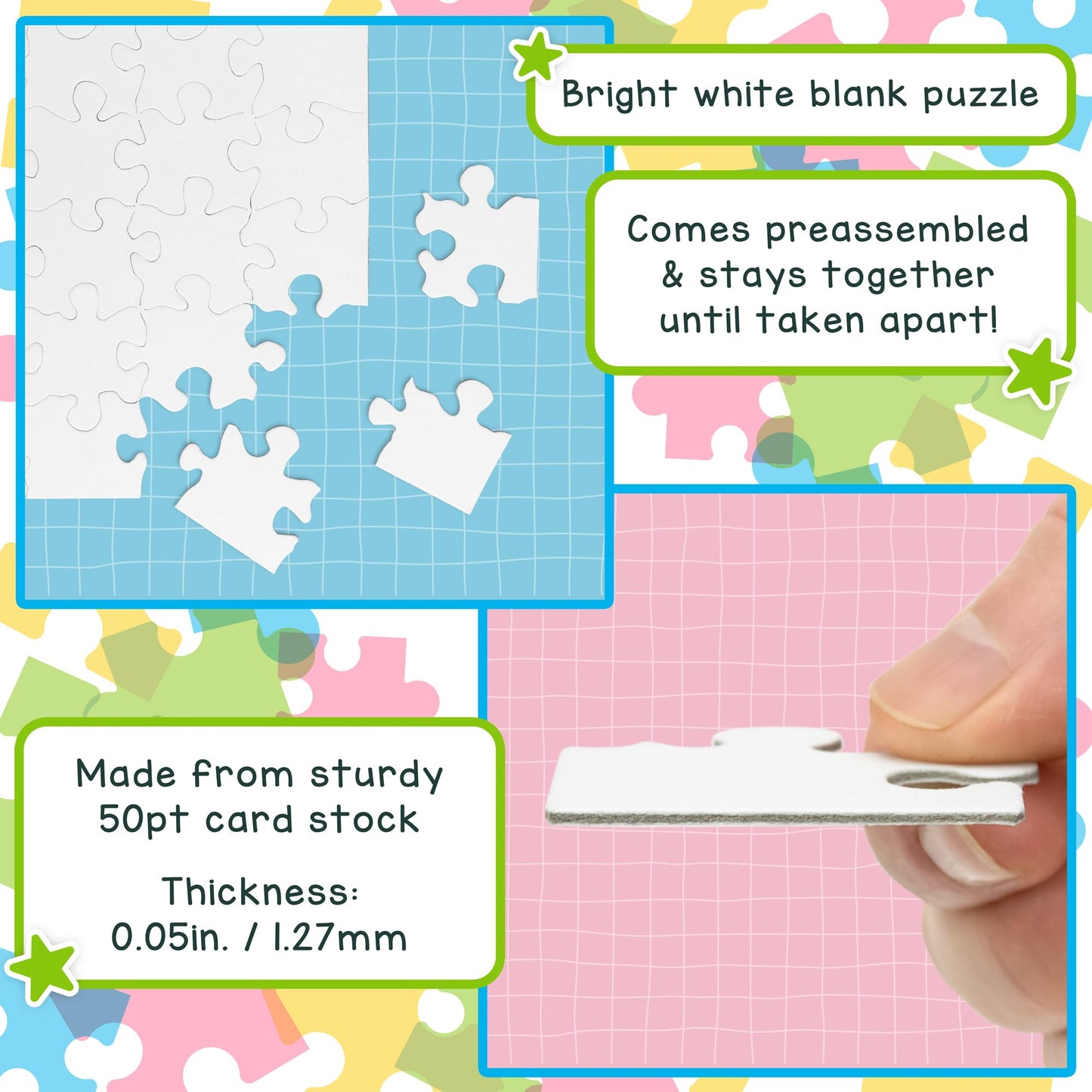 HYGLOSS 96223 28-Piece Rectangle Blank Jigsaw 24 Puzzles, 5.5-Inch by 8-Inch