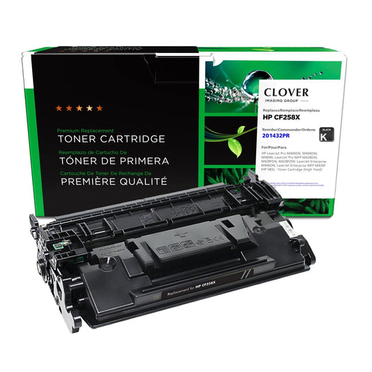 Clover Remanufactured High Yield Toner Cartridge (Reused OEM Chip) Replacement for HP 58X (CF258X) | Black