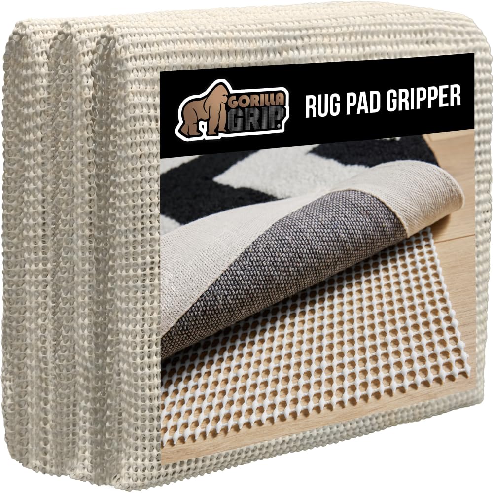 GORILLA GRIP Strong Rug Pad Gripper, 9x12 FT, US Designed, Grips Keep Area Rugs Safe and in Place, Thick, Slip and Skid Resistant Pads for Hard Floors, Under Carpet Mat Cushion and Hardwood Protection