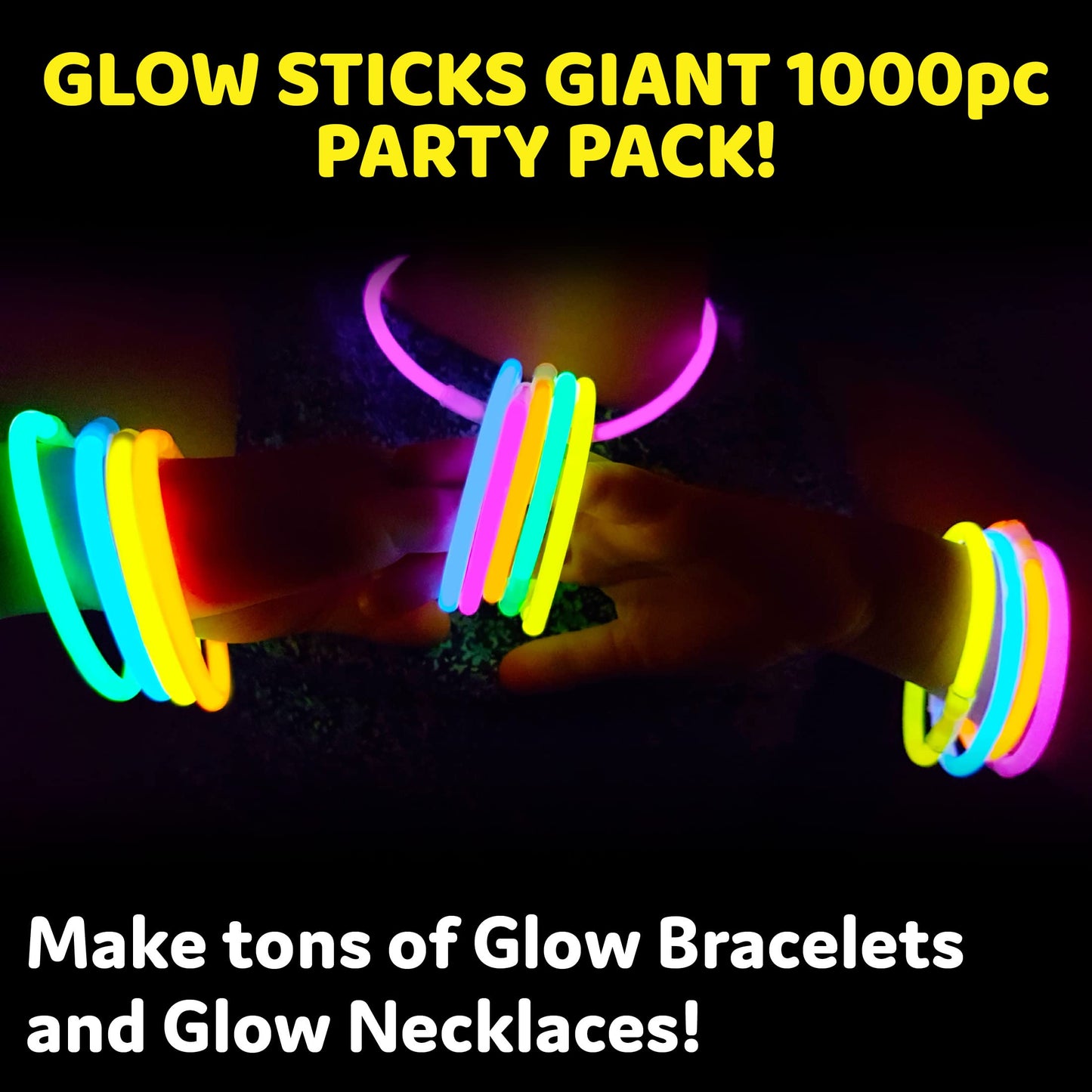 PartySticks Glow Sticks 800 pack - 8 Inch Glow in The Dark Light Up Sticks Party Favors, Glow Party Decorations, Neon Party Glow Necklaces and Glow Bracelets with Connectors