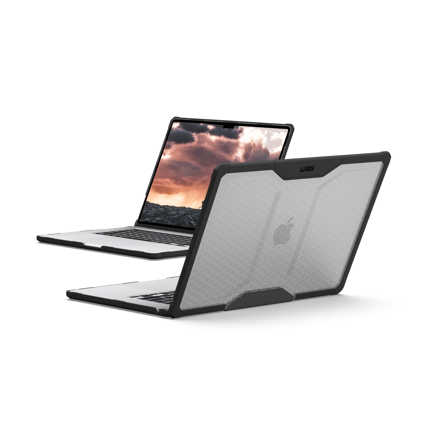 URBAN ARMOR GEAR UAG Designed for MacBook Air 15" Case 2023-2025 M2/M3/M4 (A3241 A3114 A2941) - Translucent Clear Rugged Tactile Grip Laptop Protective Cover, Plyo Ice/Black