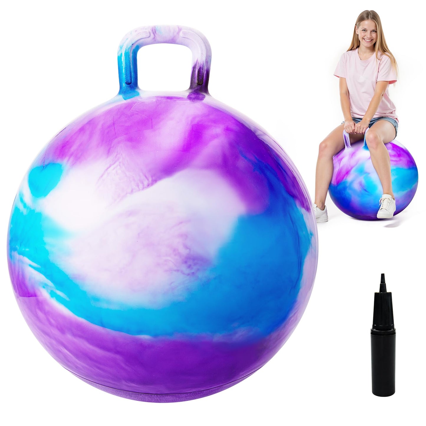 PlayZap - Hopper Balls for Adults 16 Years Old, 28 Inch Bouncy Ball with Handle, 28 Inch Inflatable Hopper, 29 Inch Bounce Toys, Big Jumping Toys for Boys and Girls