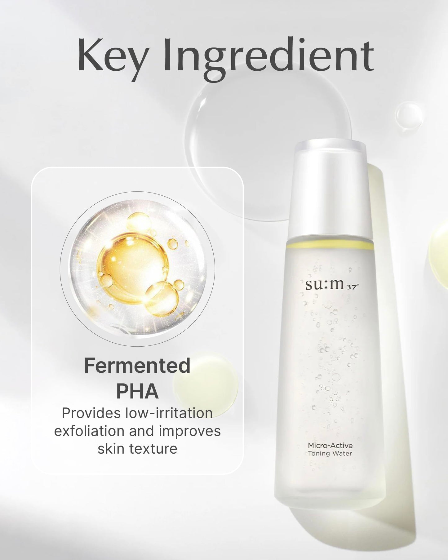 SU:M Micro-Active Toning Water (5.07 fl oz) - Dual-Phase Gentle Exfoliating Toner with Low-Irritation, Improved Skin Texture & Boost Vitality, Korean Skin Care. PHA, Biopeptide.