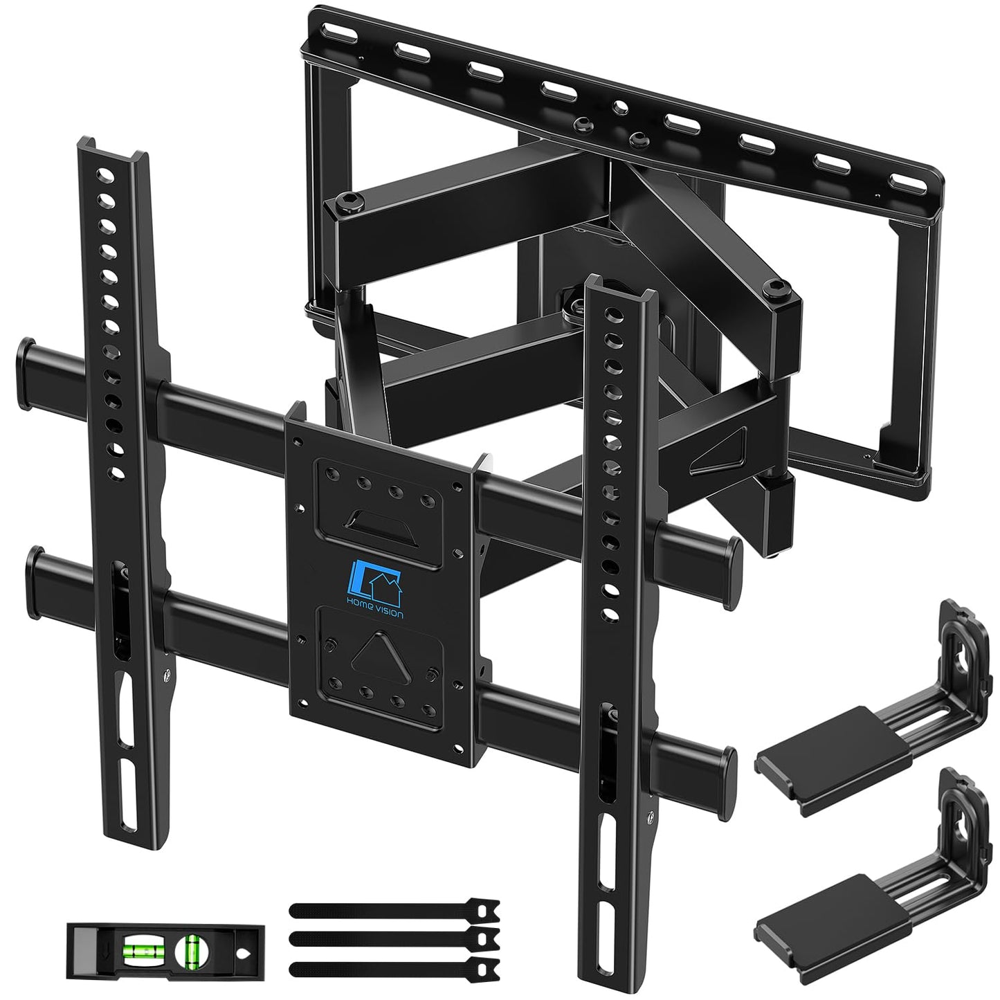 HOME VISION Full Motion TV Wall Mount with Soundbar Bracket for 32-70 Inch TVs, Articulating Dual Arms, Swivel and Tilt, Fits 8" 12" 16" Stud, Max VESA 400x400mm, up to 132lbs