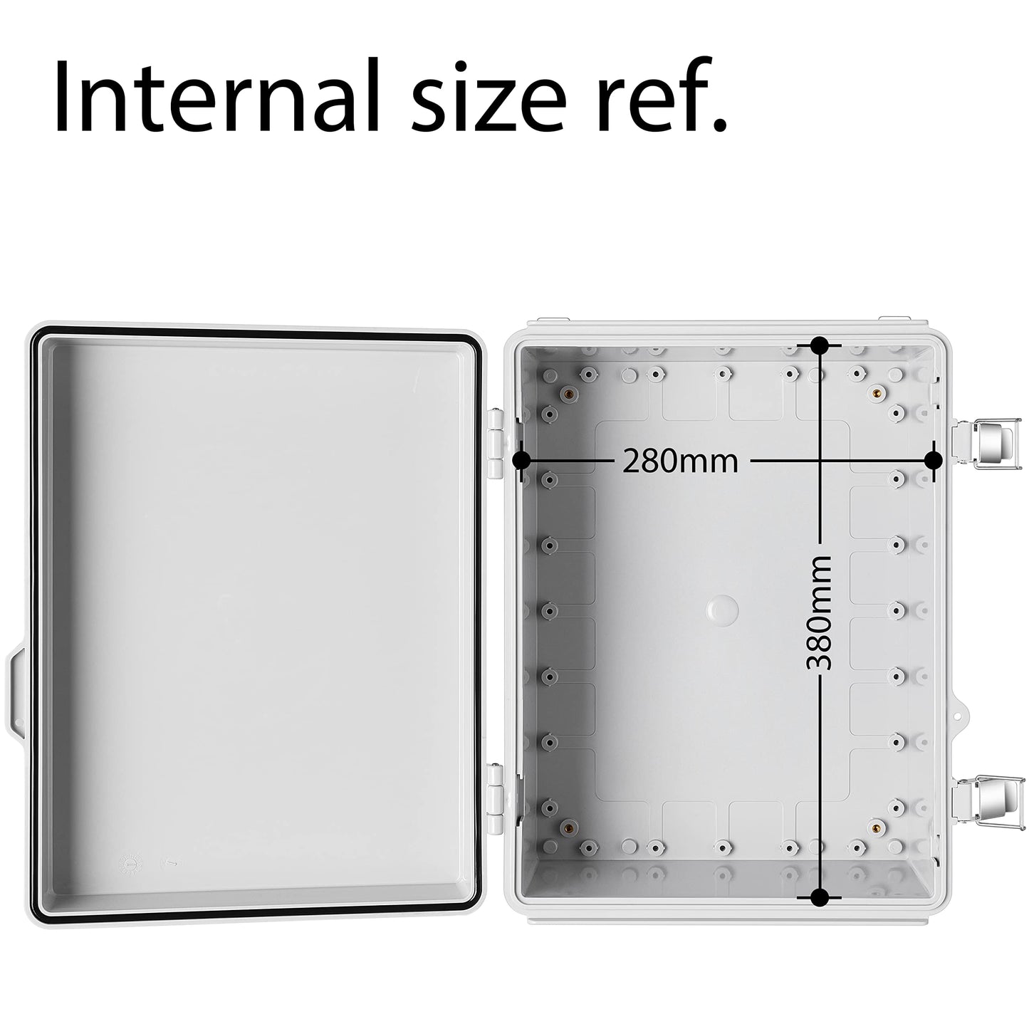 Gratury Junction Box, IP67 Waterproof Plastic Enclosure for Electrical Project, Hinged Grey Cover, Includes Mounting Plate and Wall Bracket 410×310×180mm (16.1"x12.2"x7.1")